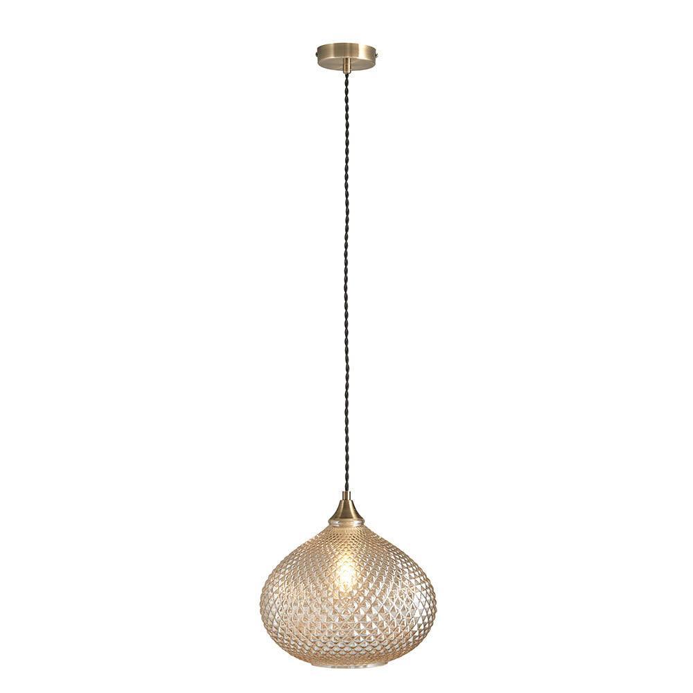 Endon Livia 1 Light Antique Brass Ceiling Pendant-warehouse-180926