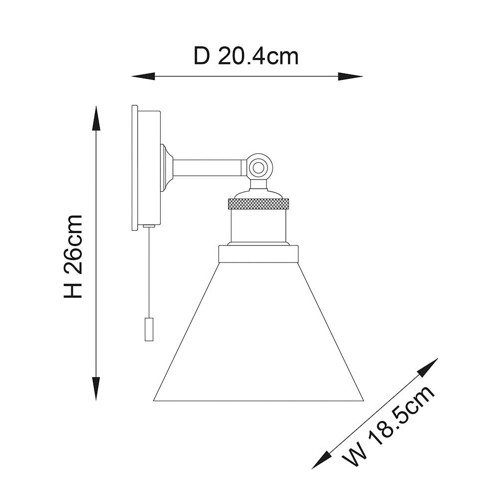 Torbay Clear Bathroom Wall Light - Clear Coned Glass Shade