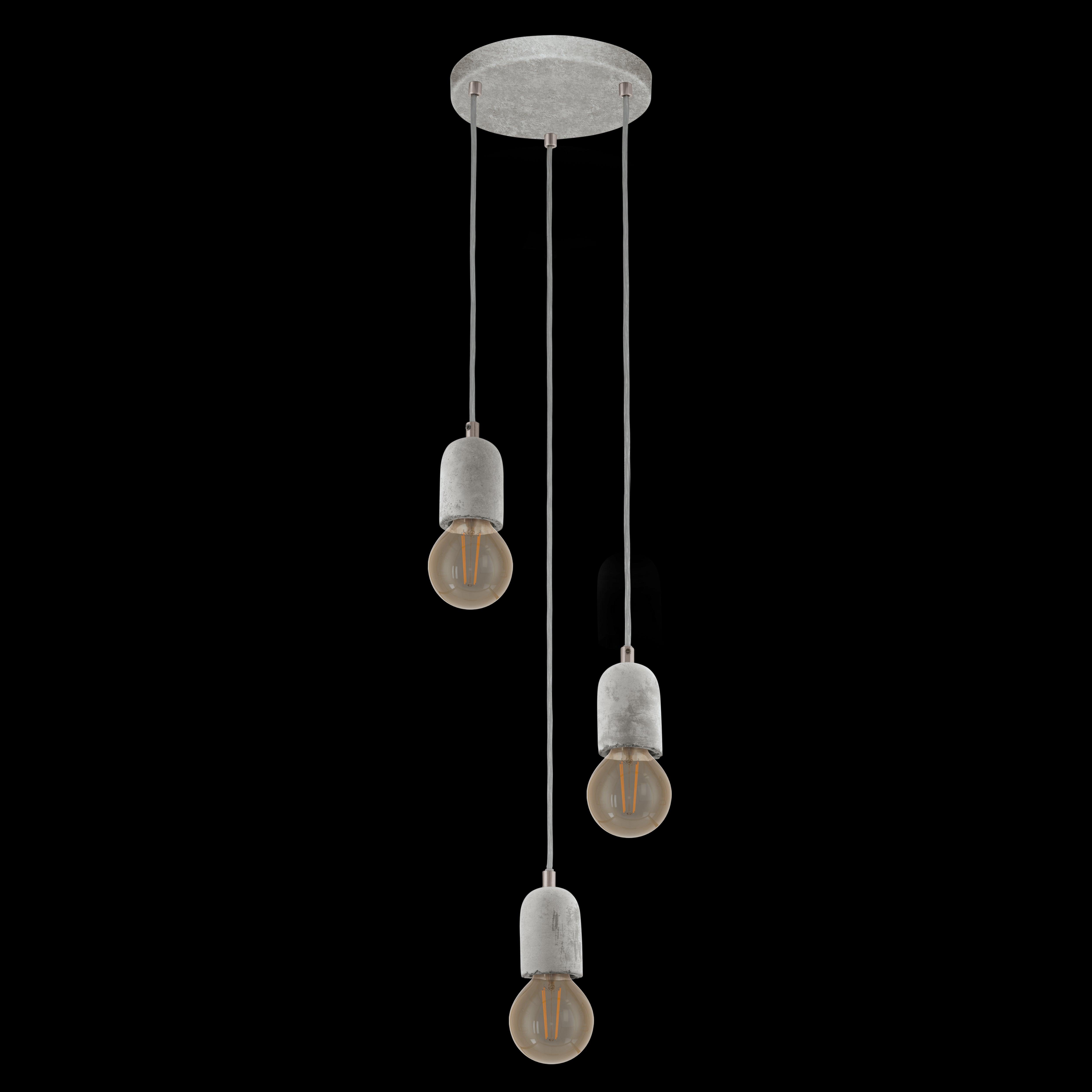 eglo silvares 3 light concrete holder clear cable ceiling pendant living room image