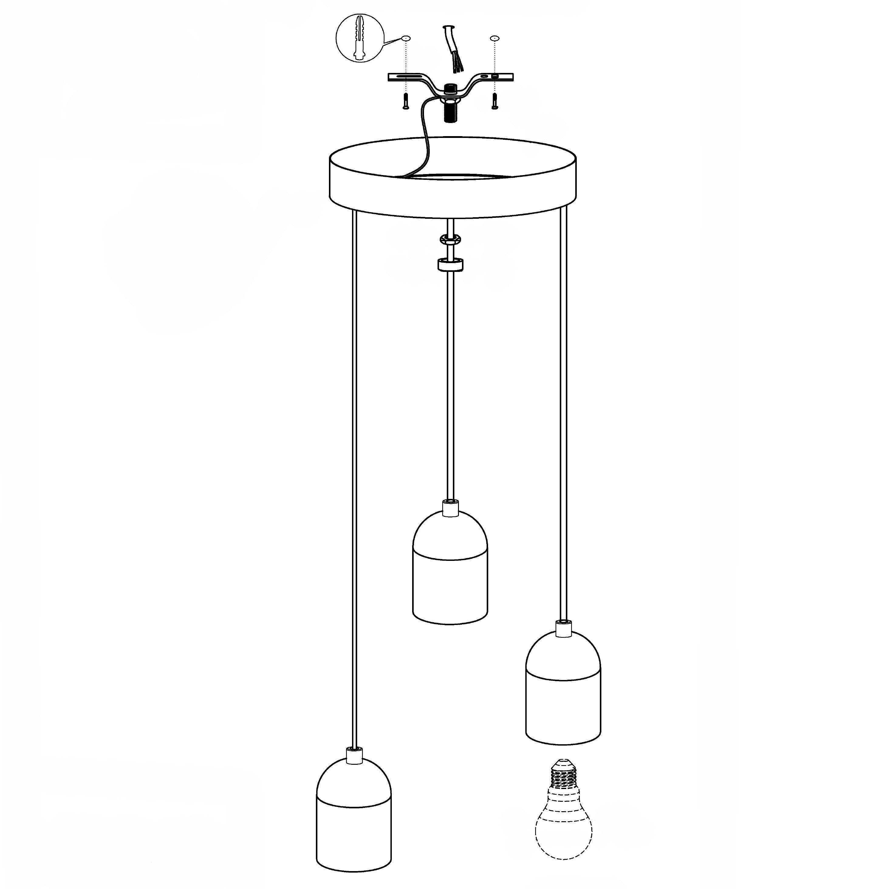 eglo silvares 3 light concrete holder clear cable ceiling pendant kitchen lighting 