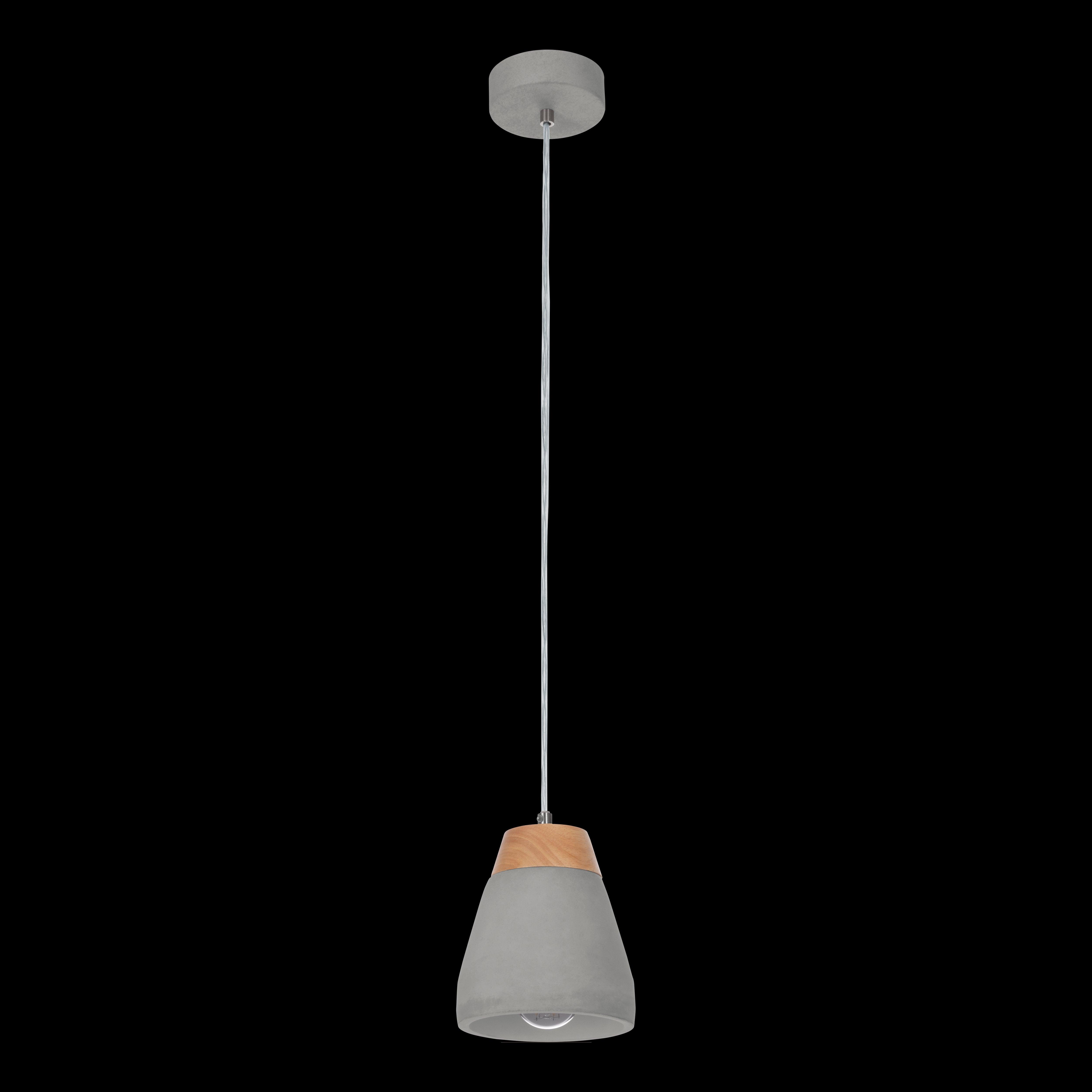 eglo tarega concrete wood lampshade ceiling pendant living room close up