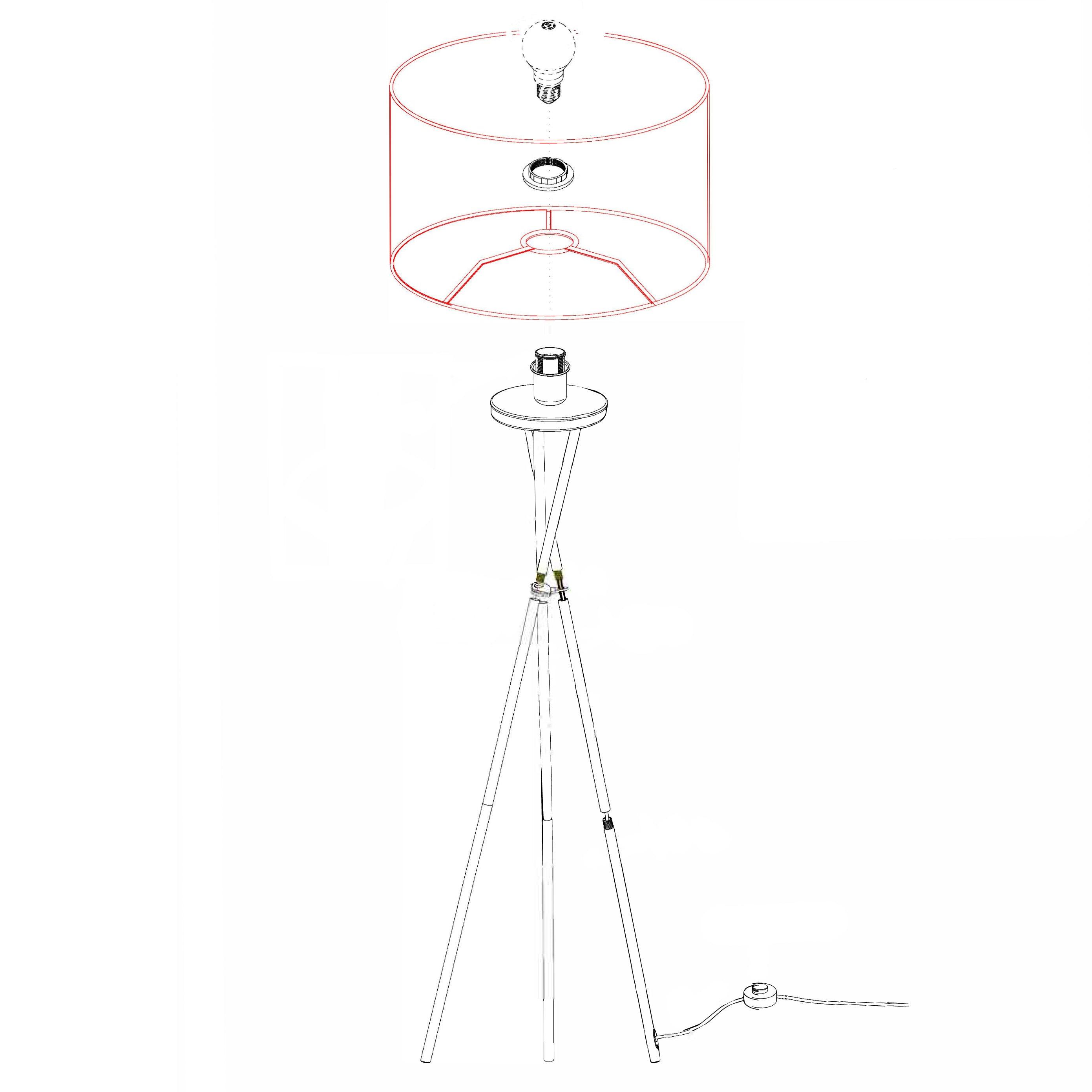 eglo fondachelli nickel tripod floor lamp fabric white silver shade Kitchen Lighting Close Up