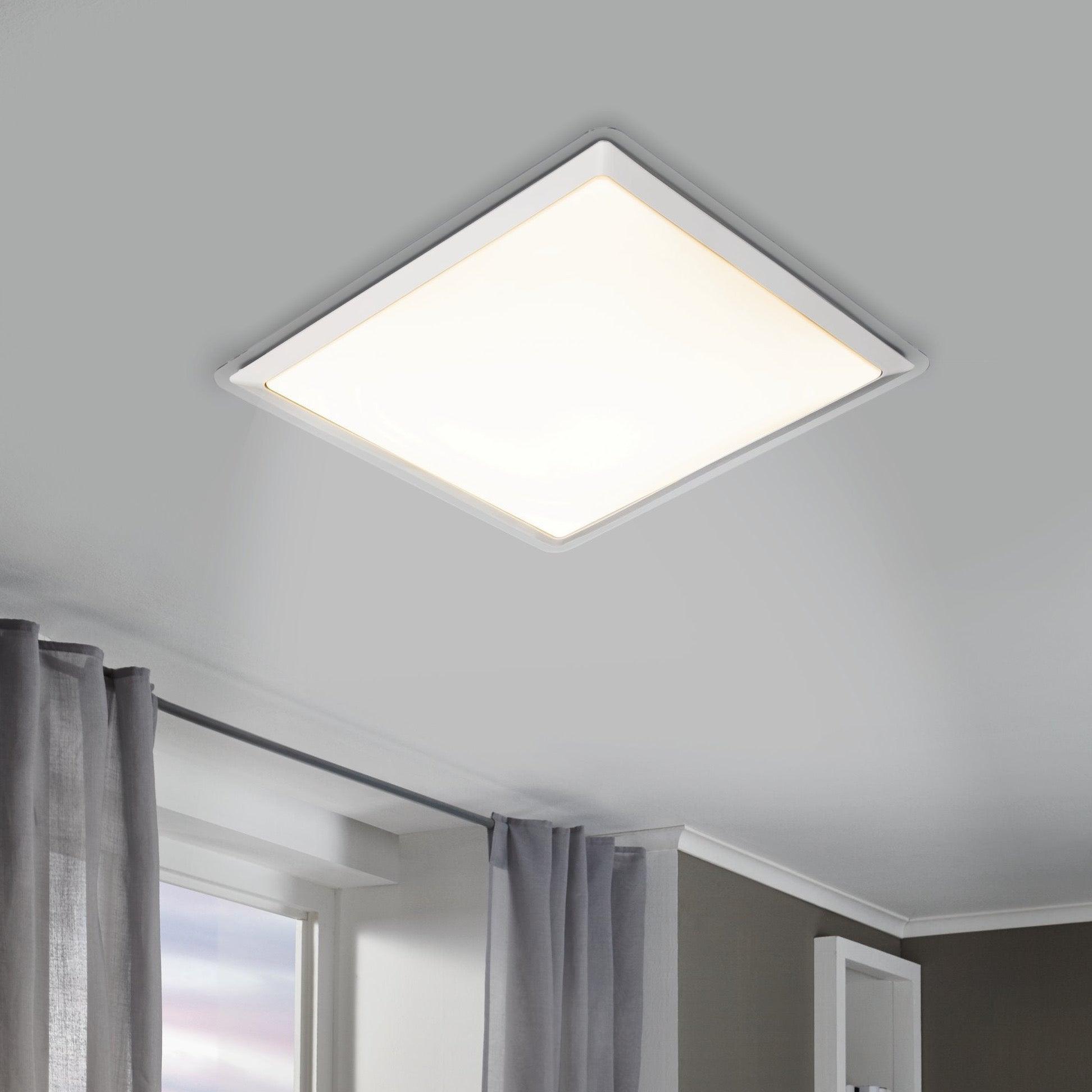 eglo competa 1 led square silver flush ceiling light 34cm living room image
