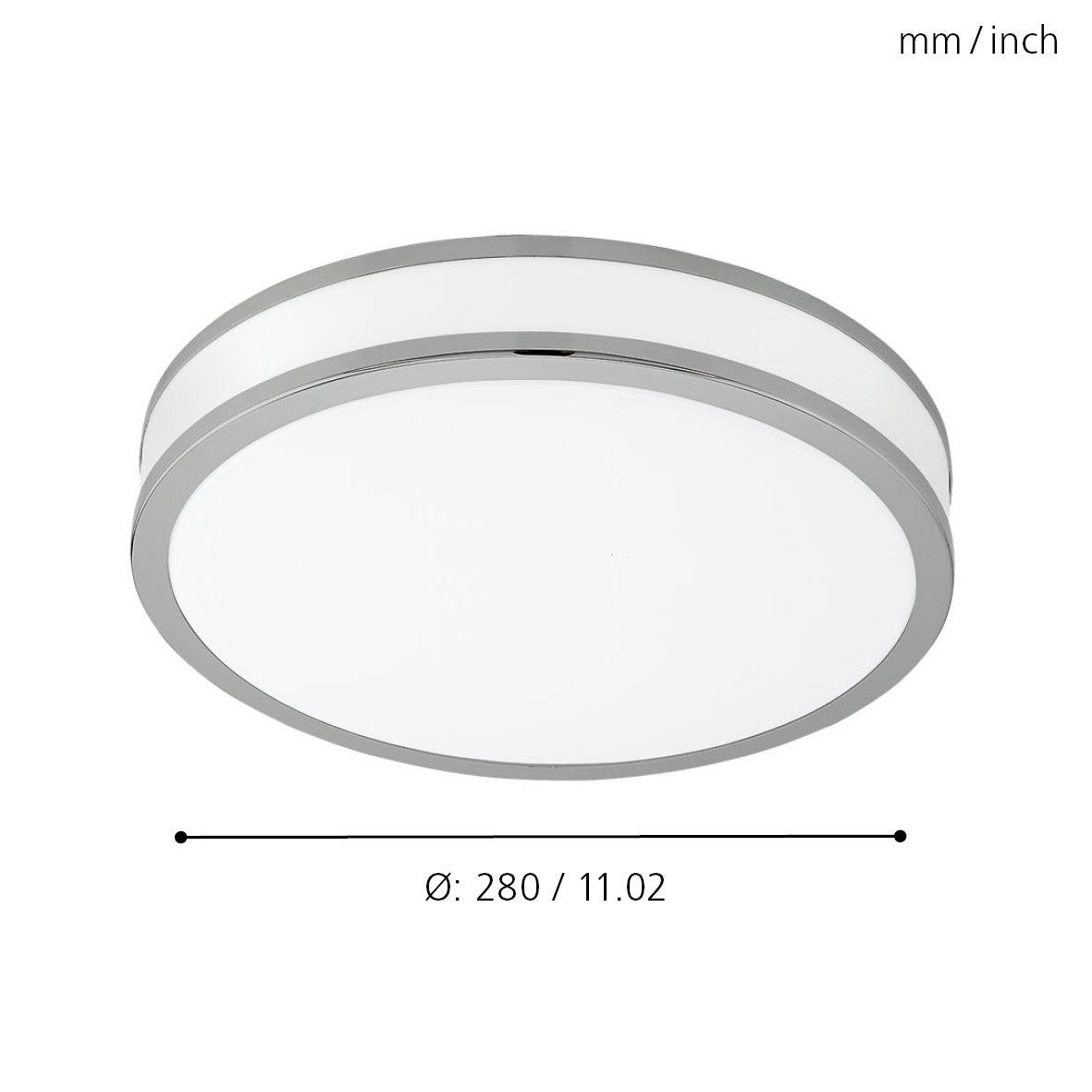 Eglo Palermo 2 Round Chrome LED Flush Ceiling Light - 28cm-WAREHOUSE-40-200326