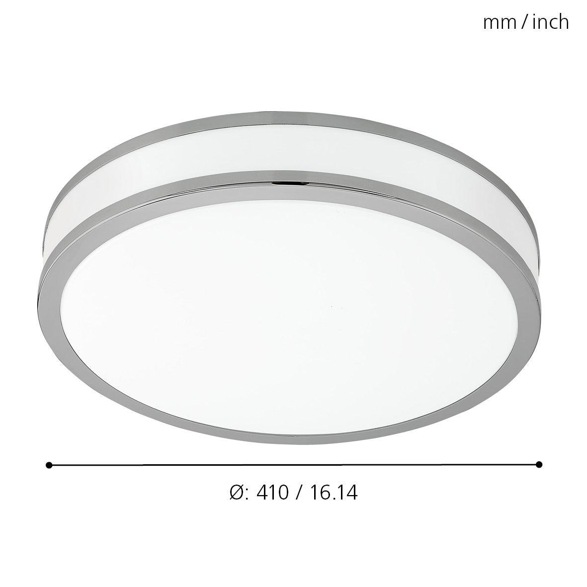 eglo palermo 2 round chrome led flush ceiling light 41cm kitchen lighting 