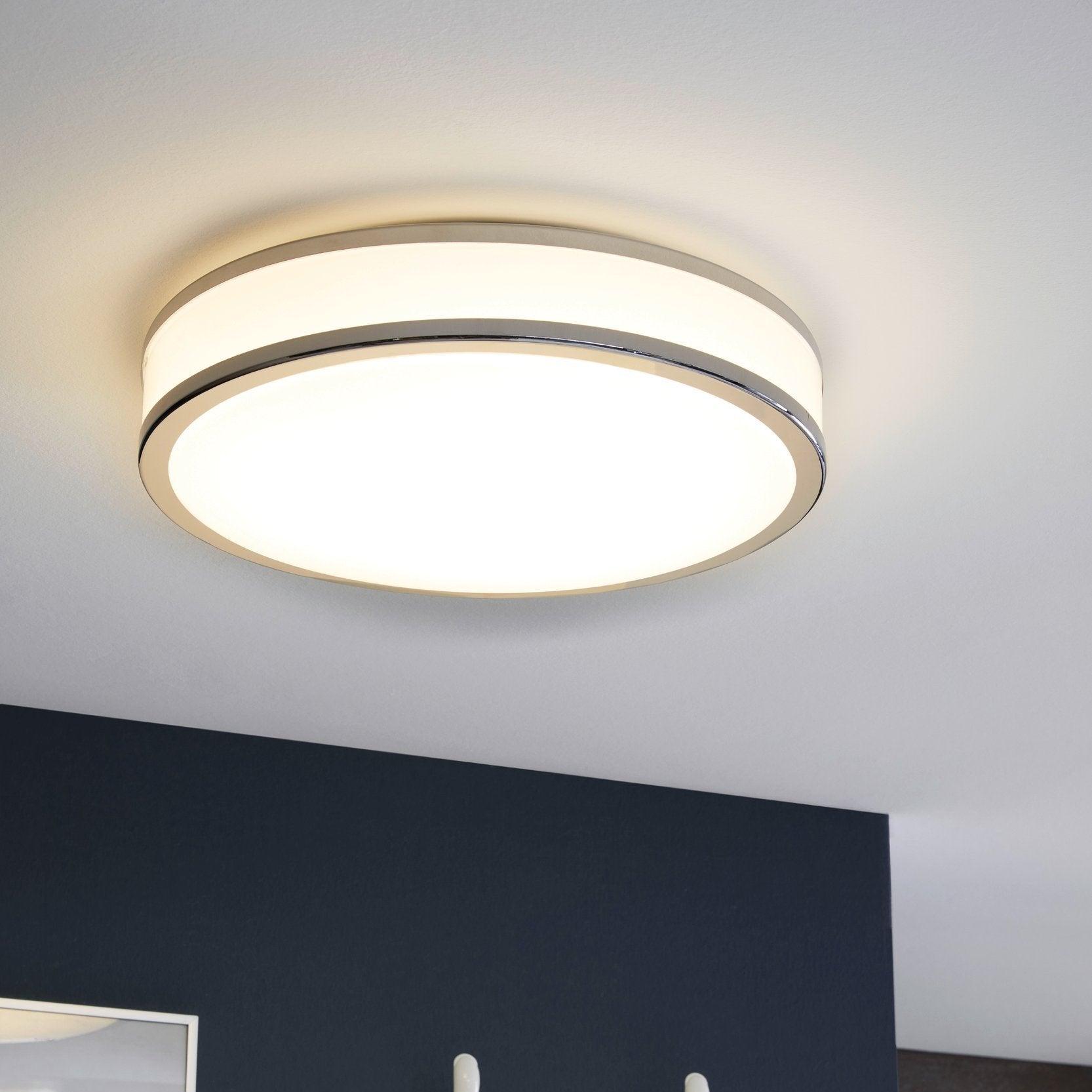 eglo palermo 2 round chrome led flush ceiling light 41cm living room image