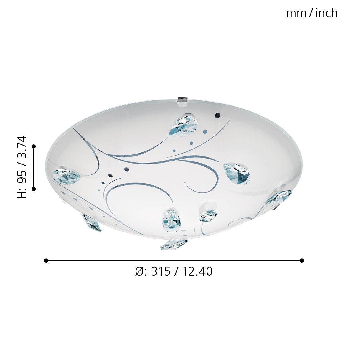 eglo sorrenta 1 led white glass crystal flush ceiling light living room close up