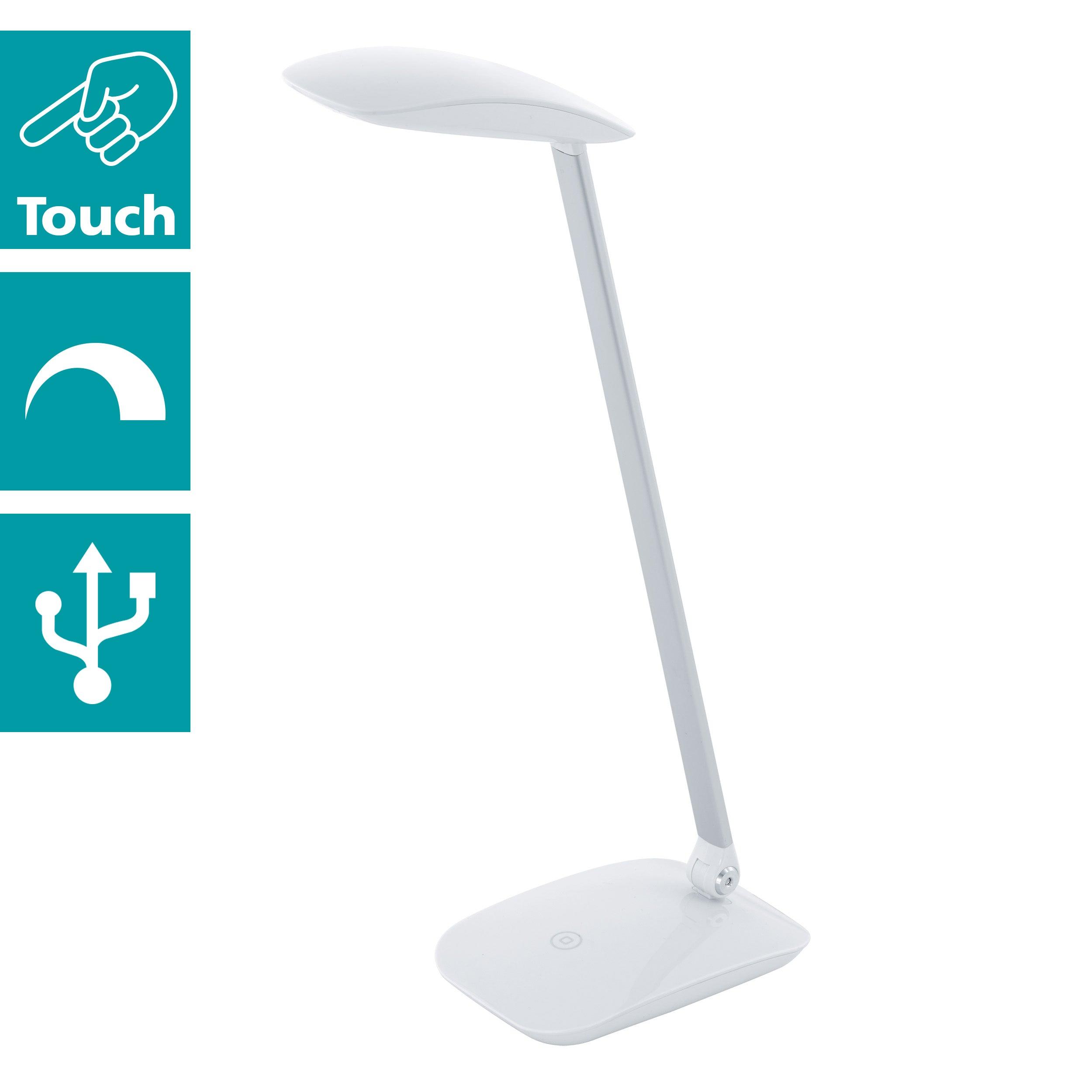 eglo cajero white led desk lamp usb port living room close up