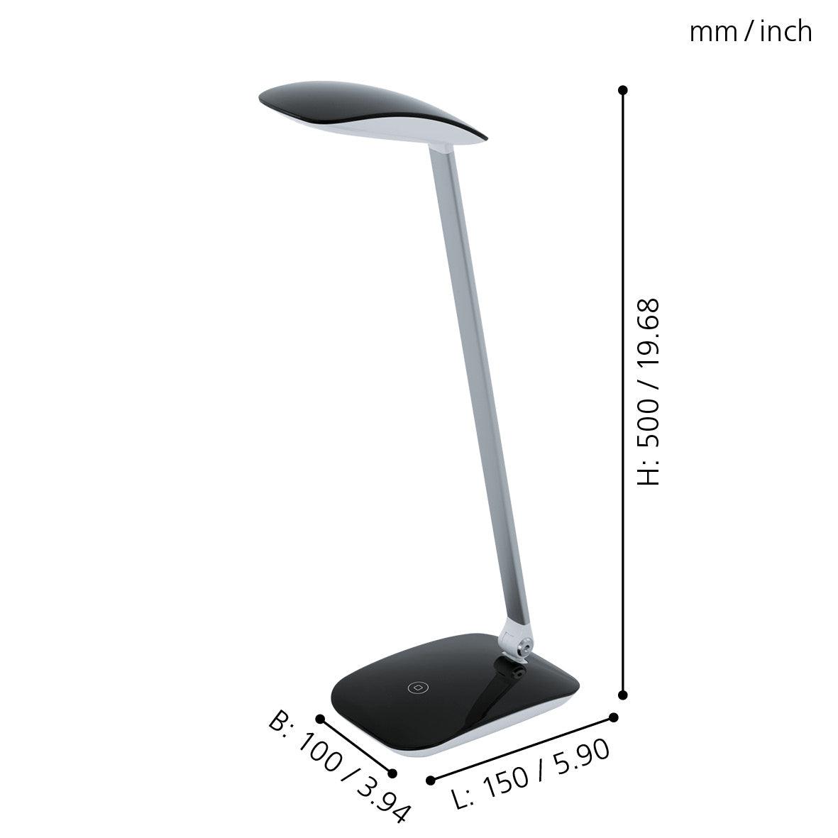eglo cajero black led desk lamp usb port kitchen lighting 