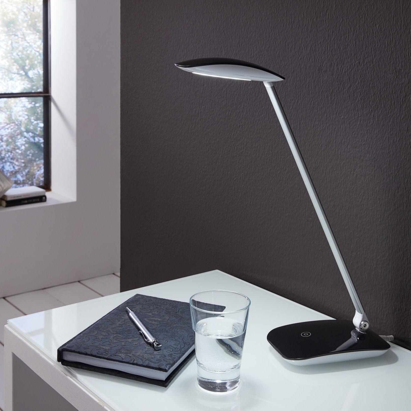 eglo cajero black led desk lamp usb port