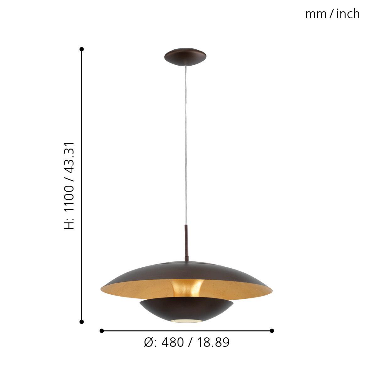 eglo nuvano black gold metal ceiling pendant Kitchen Lighting Close Up
