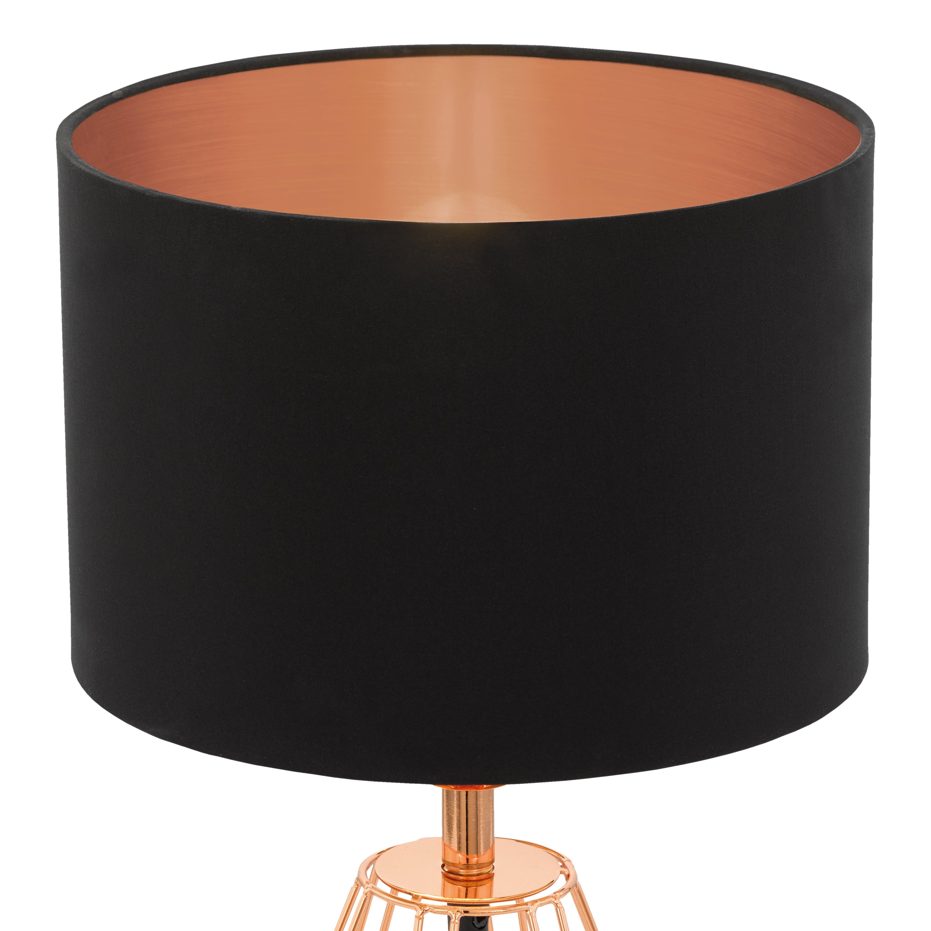 eglo carlton 2 copper gaged table lamp black shade kitchen lighting 