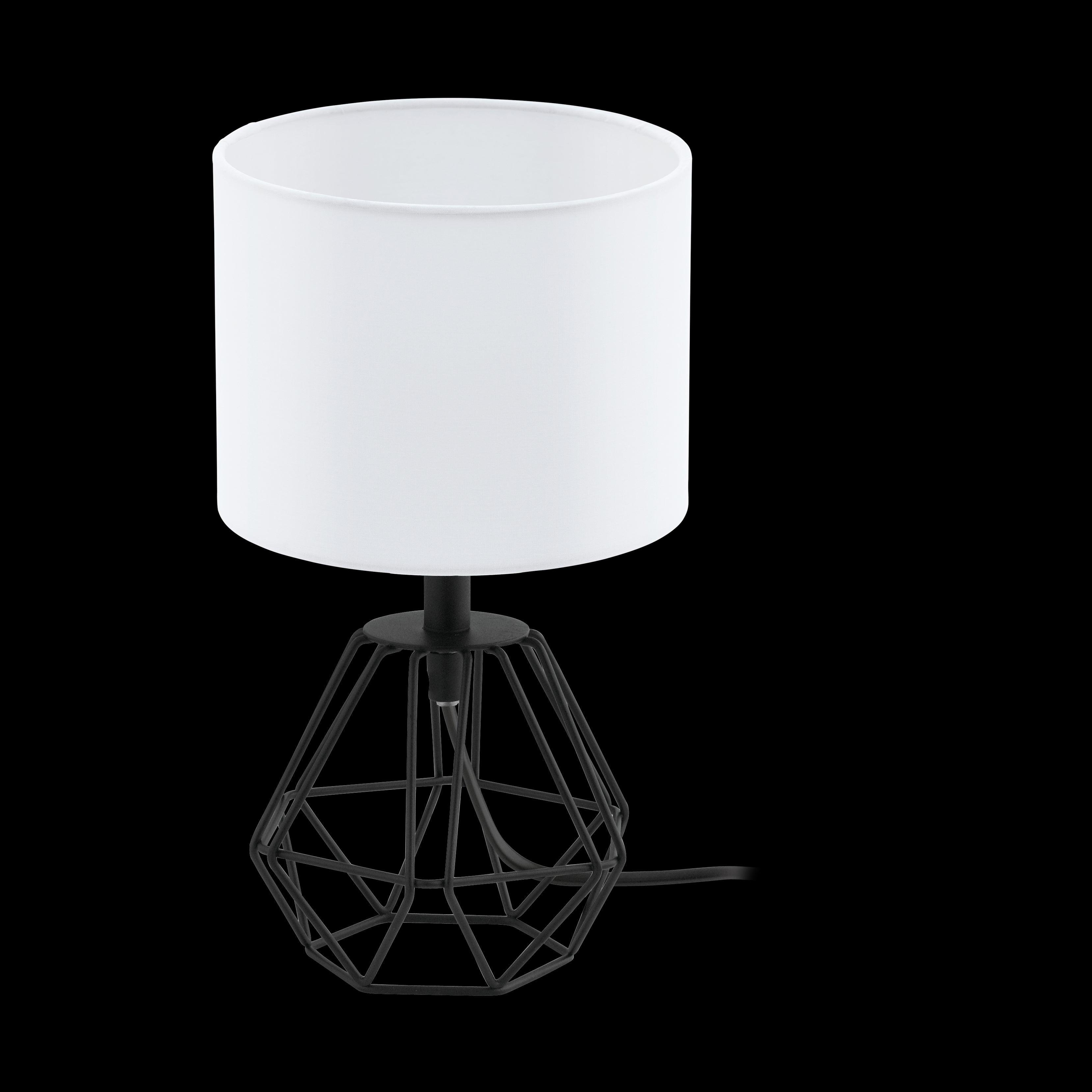 eglo carlton 2 black gaged table lamp white shade living room image