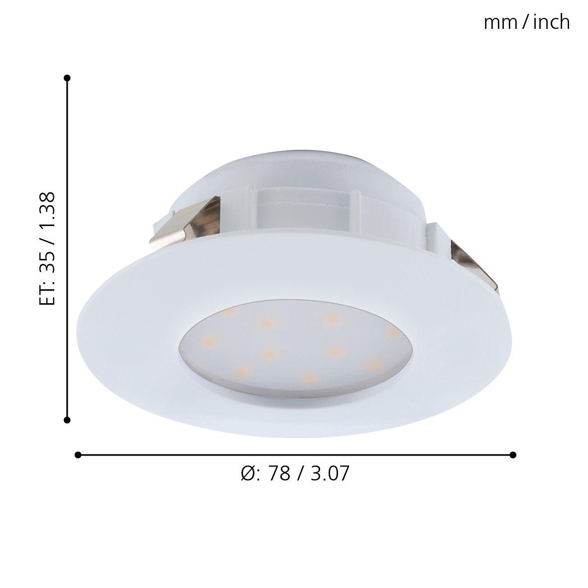 eglo pineda white plastic recessed downlight living room close up