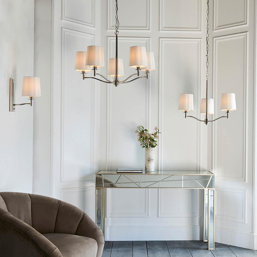 Endon Ortona 5 Light Nickel Pendant Ceiling Light-warehouse-180926