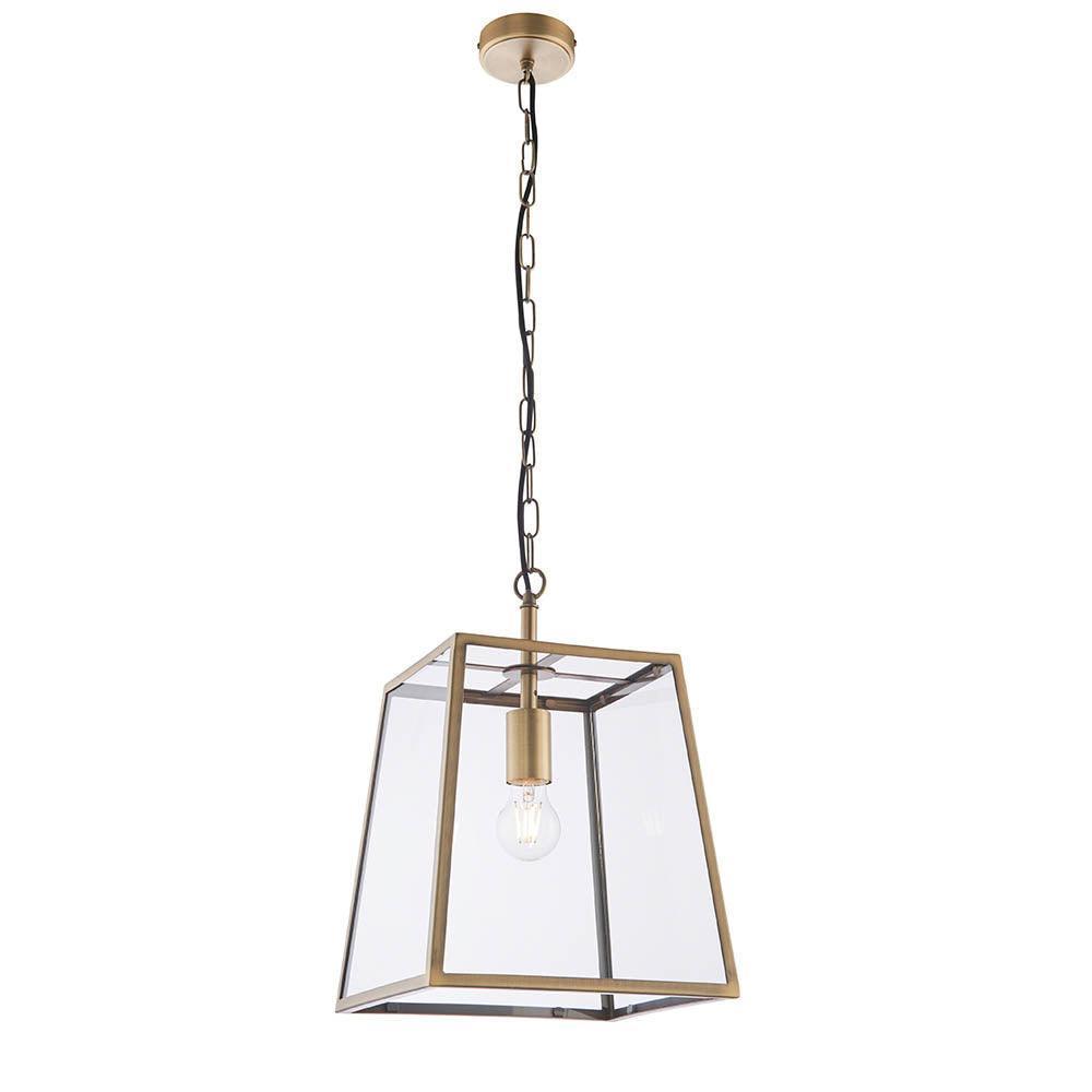 Endon Hurst 1 Light Antique Brass Ceiling Pendant-OPEN-BOX-BSL-270826