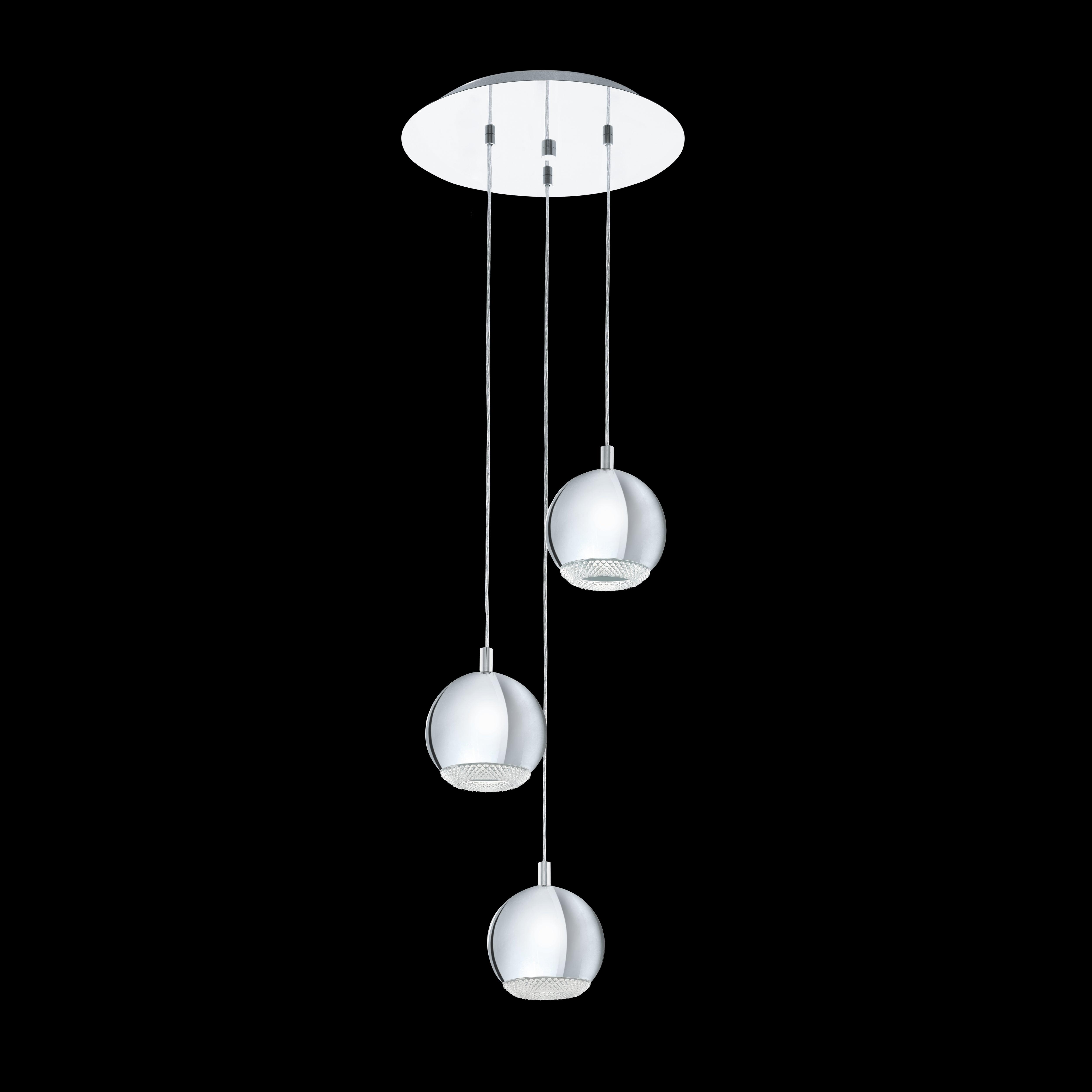 eglo conessa chrome crystal effect 3 light bar ceiling pendant living room image