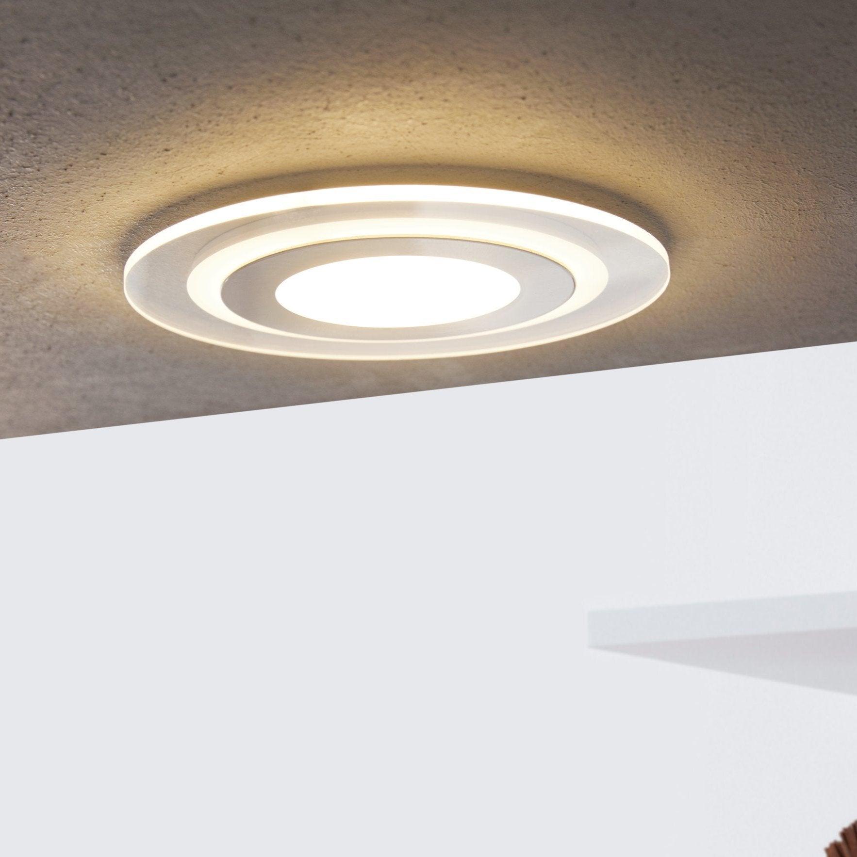 eglo pineda 1 led nickel glass recessed downlight living room close up