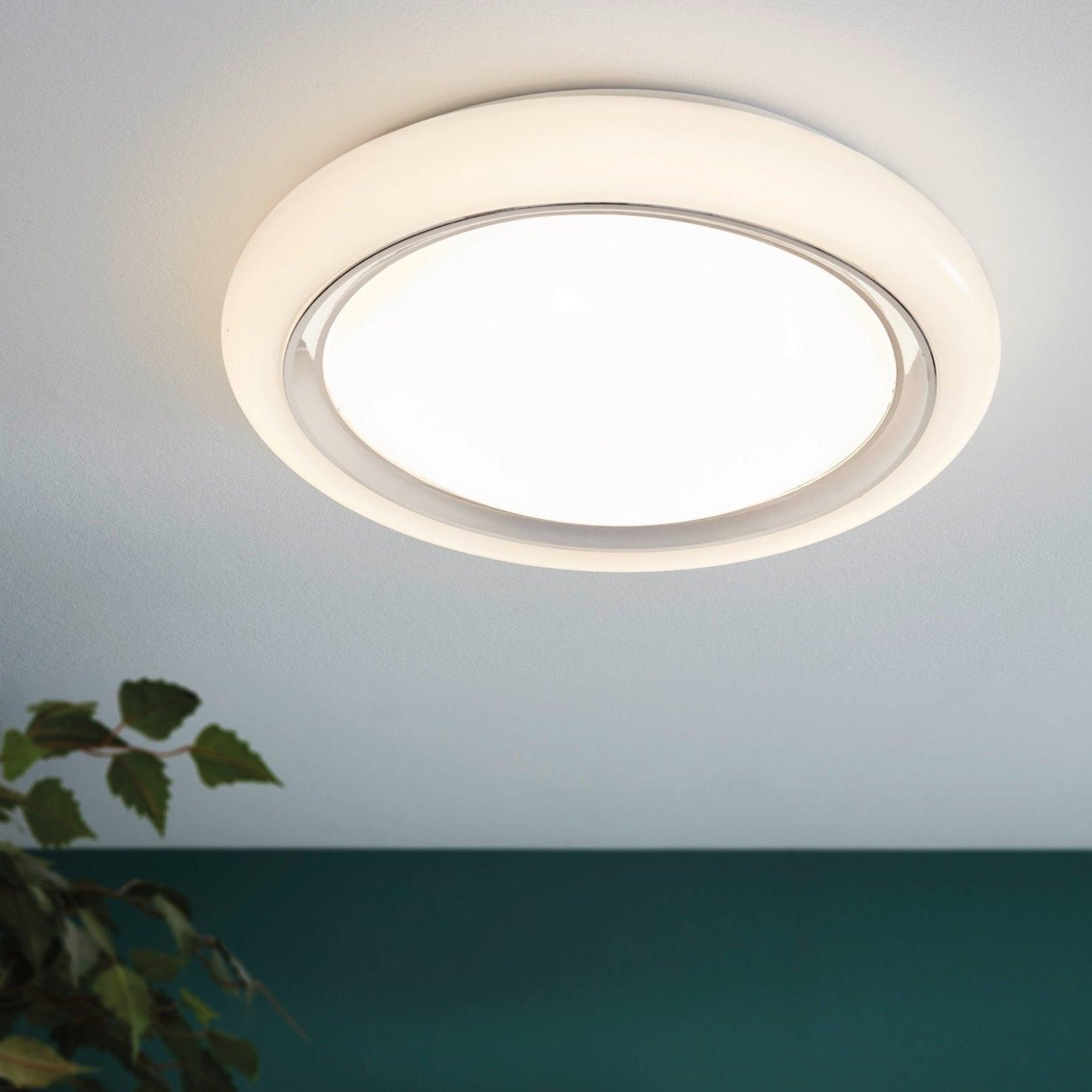 eglo capasso round led white flush ceiling light 34cm living room image
