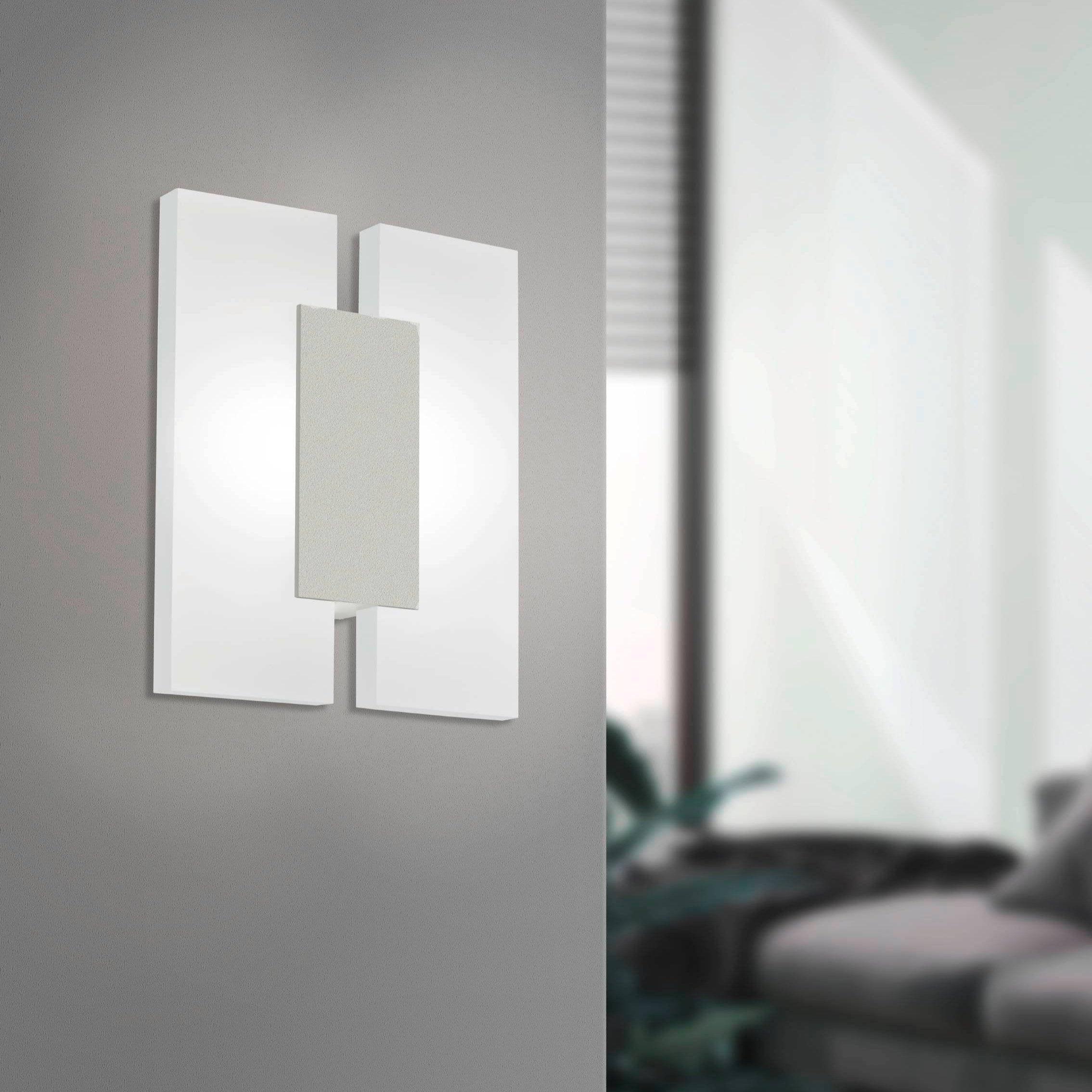 eglo metrass 2 led nickel flush wall light
