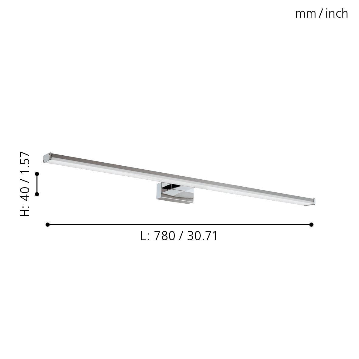 eglo pandella 1 ip44 chrome led bathroom wall mirror light 78cm living room close up