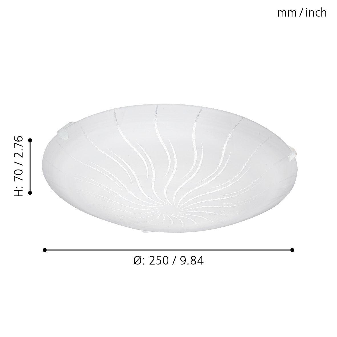 eglo margitta 1 round white glass led ceiling flush 25cm living room image