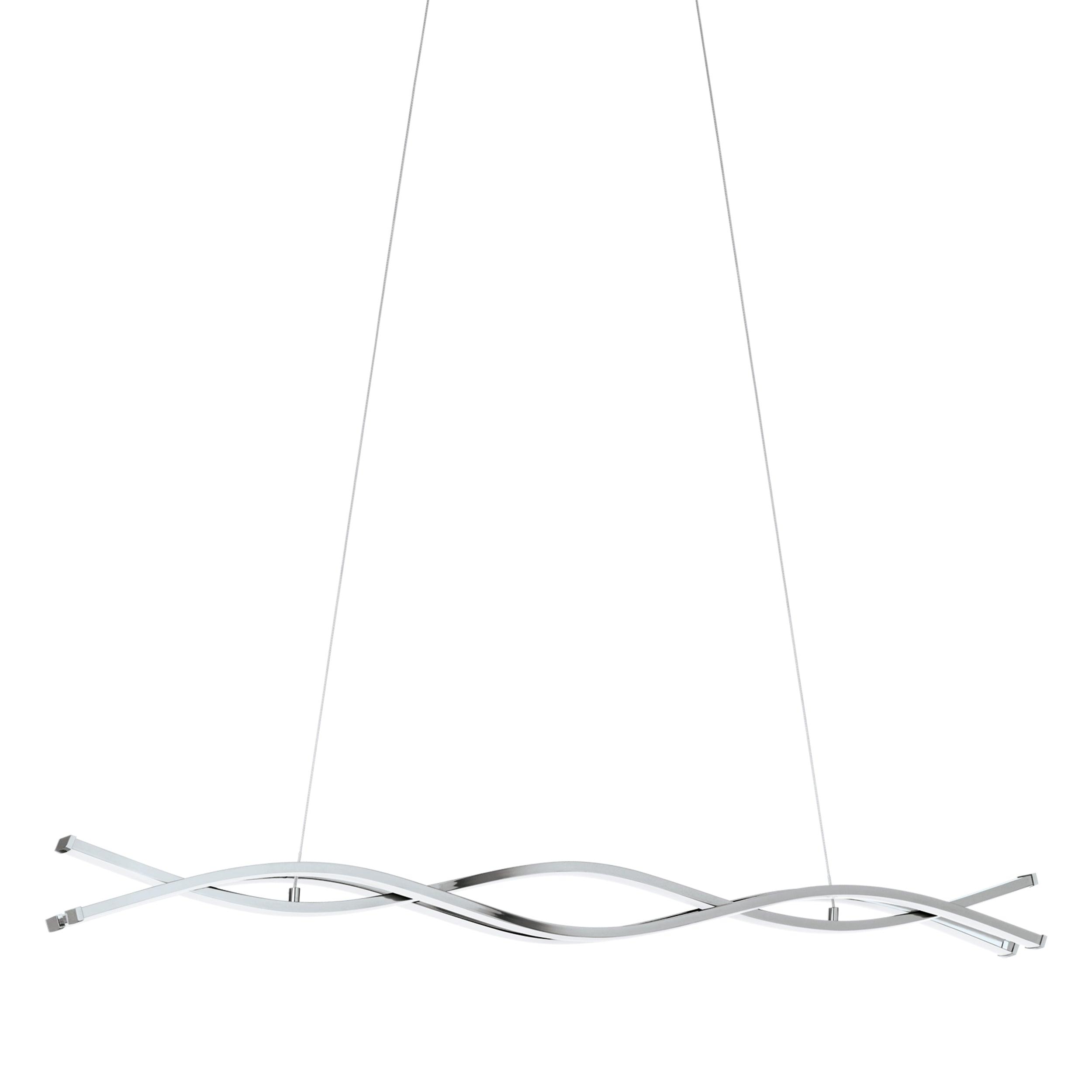 eglo lasana 2 led chrome curved ceiling pendant 100cm living room close up