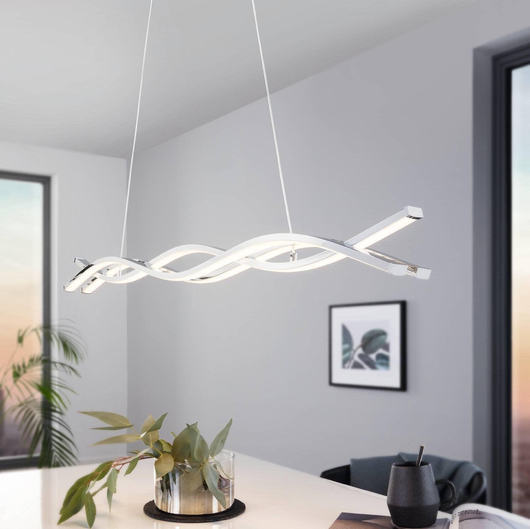 eglo lasana 2 led chrome curved ceiling pendant 100cm