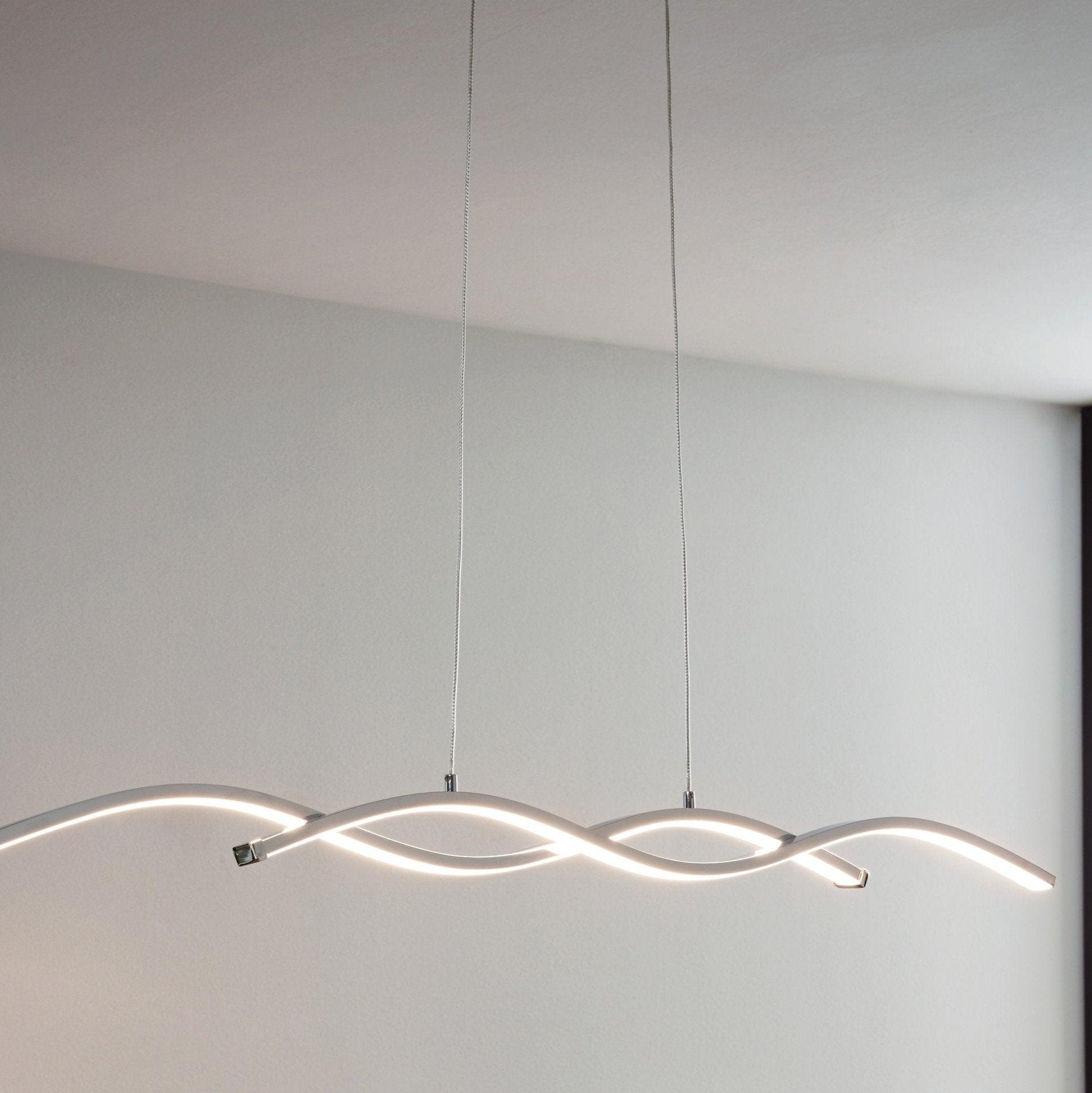 eglo lasana 2 led chrome curved ceiling pendant 120cm living room image