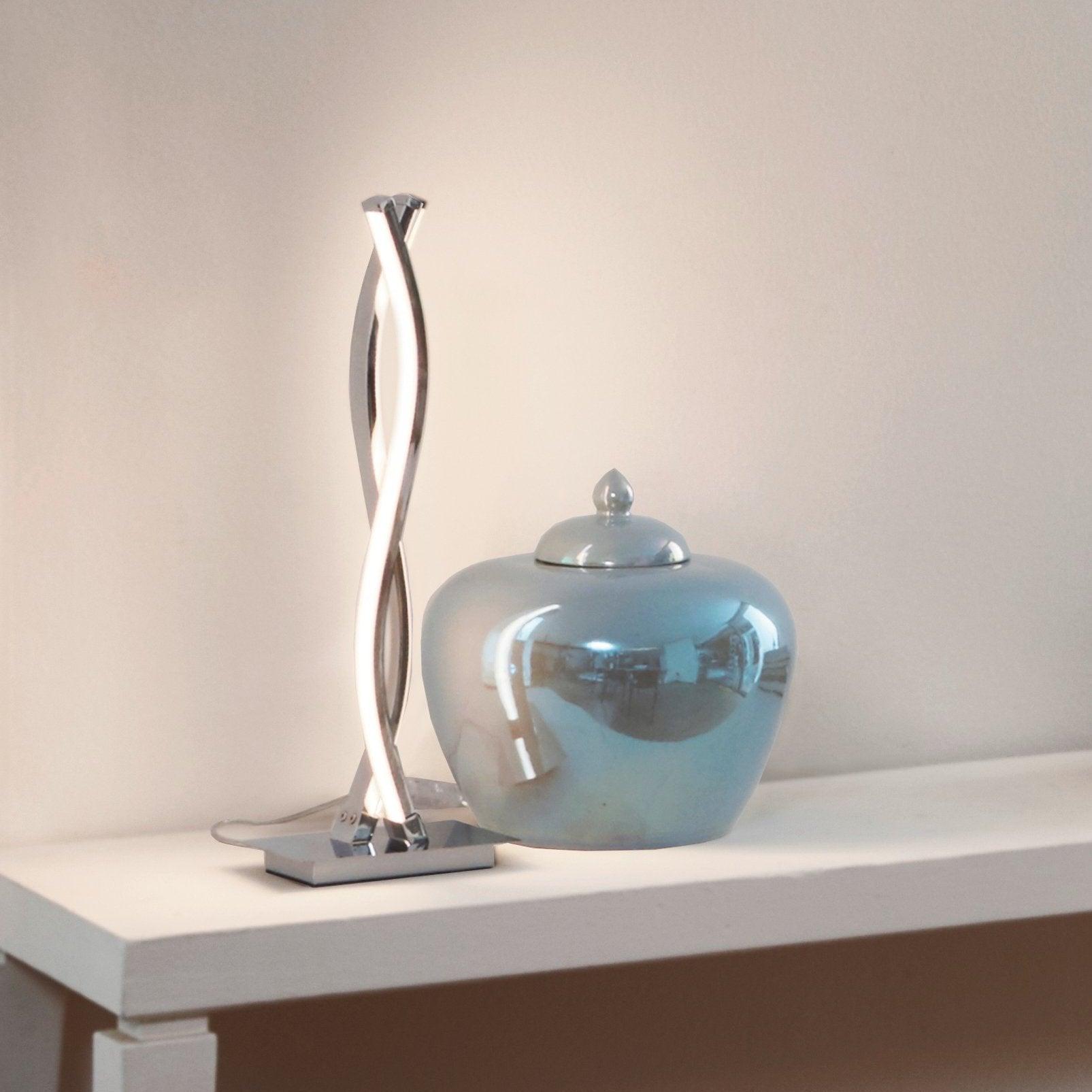eglo lasana 2 2 light led chrome table lamp living room image