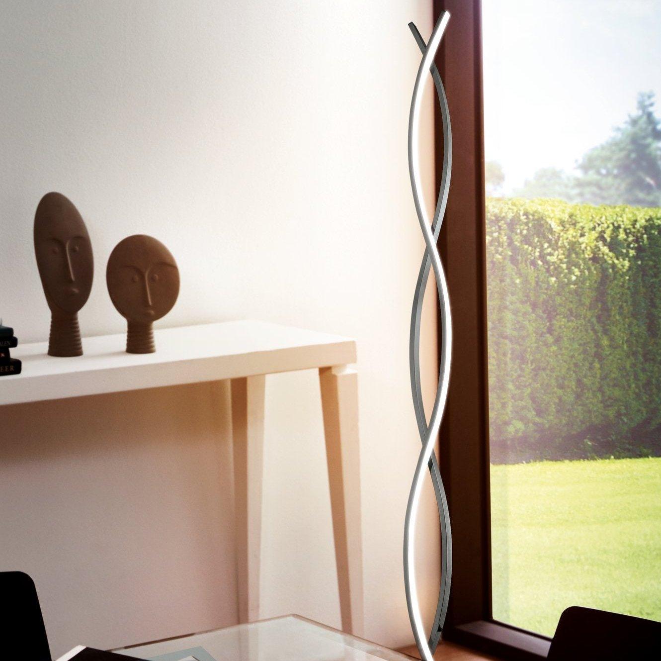 eglo lasana 2 chrome 2 light led modern floor lamp living room image