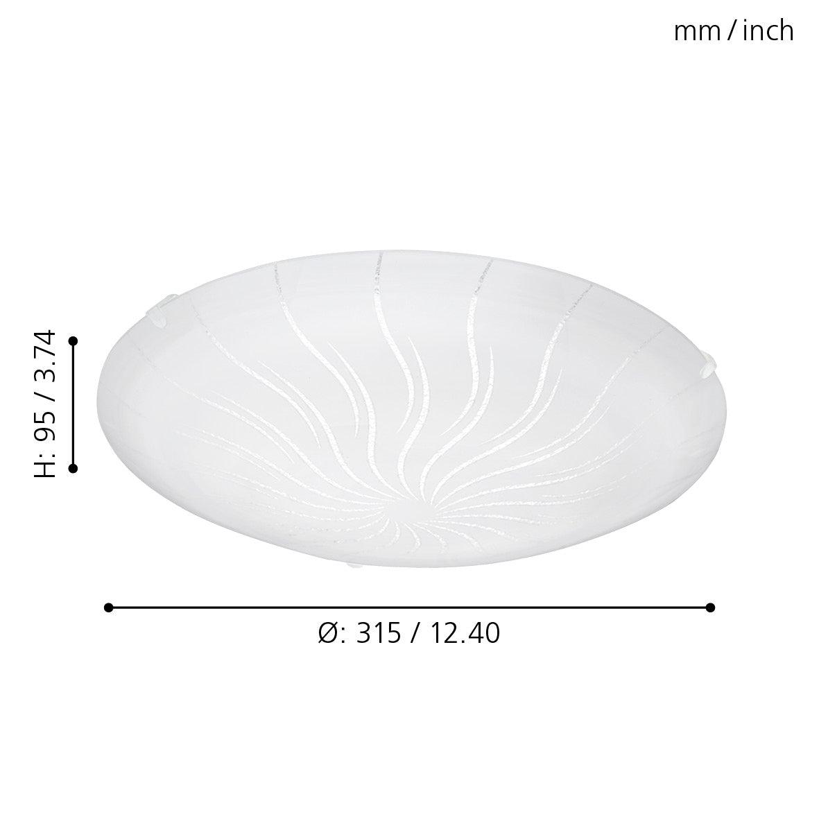 eglo margitta 1 round white glass led ceiling flush 31 5cm living room close up