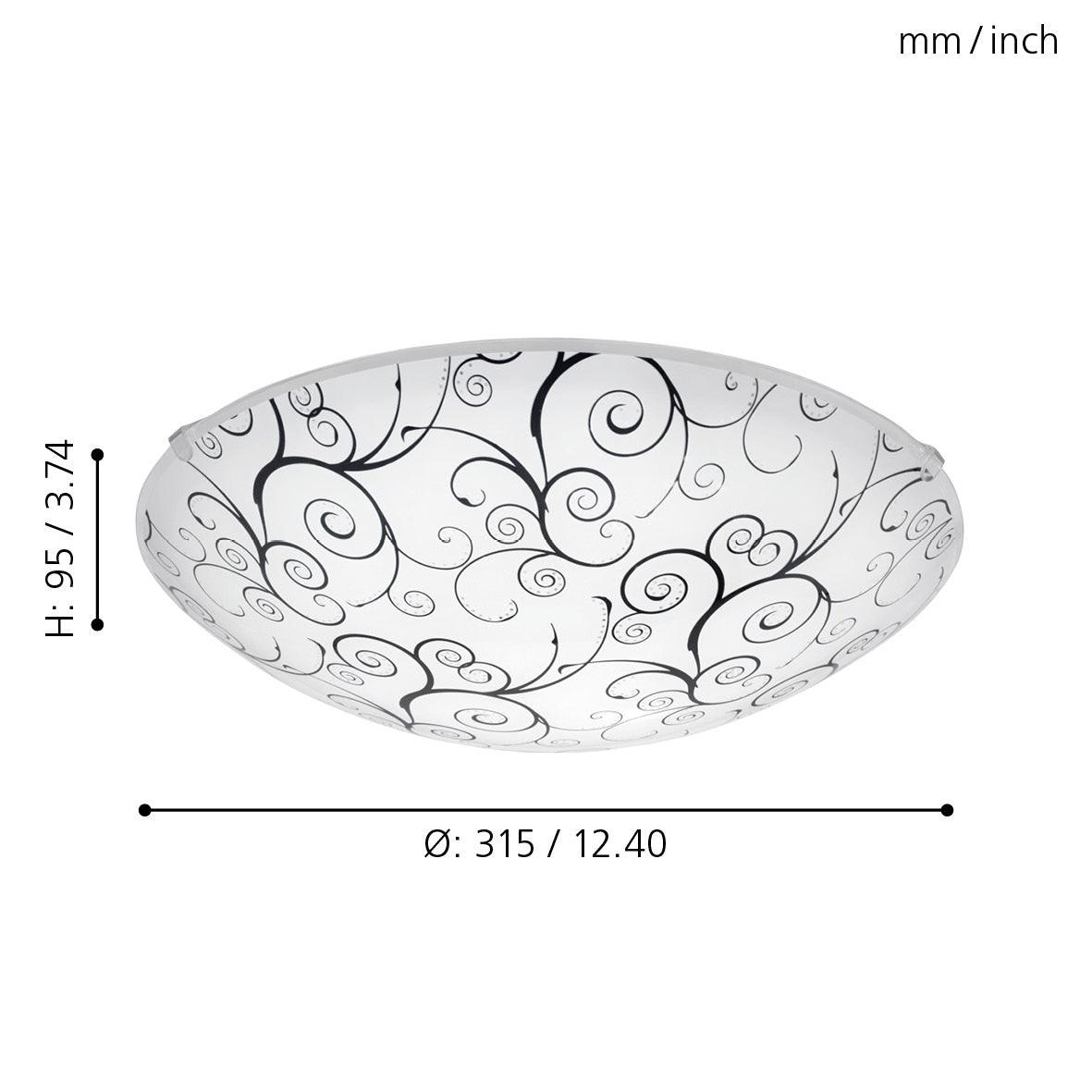 eglo margitta 1 floral design white glass led flush living room close up