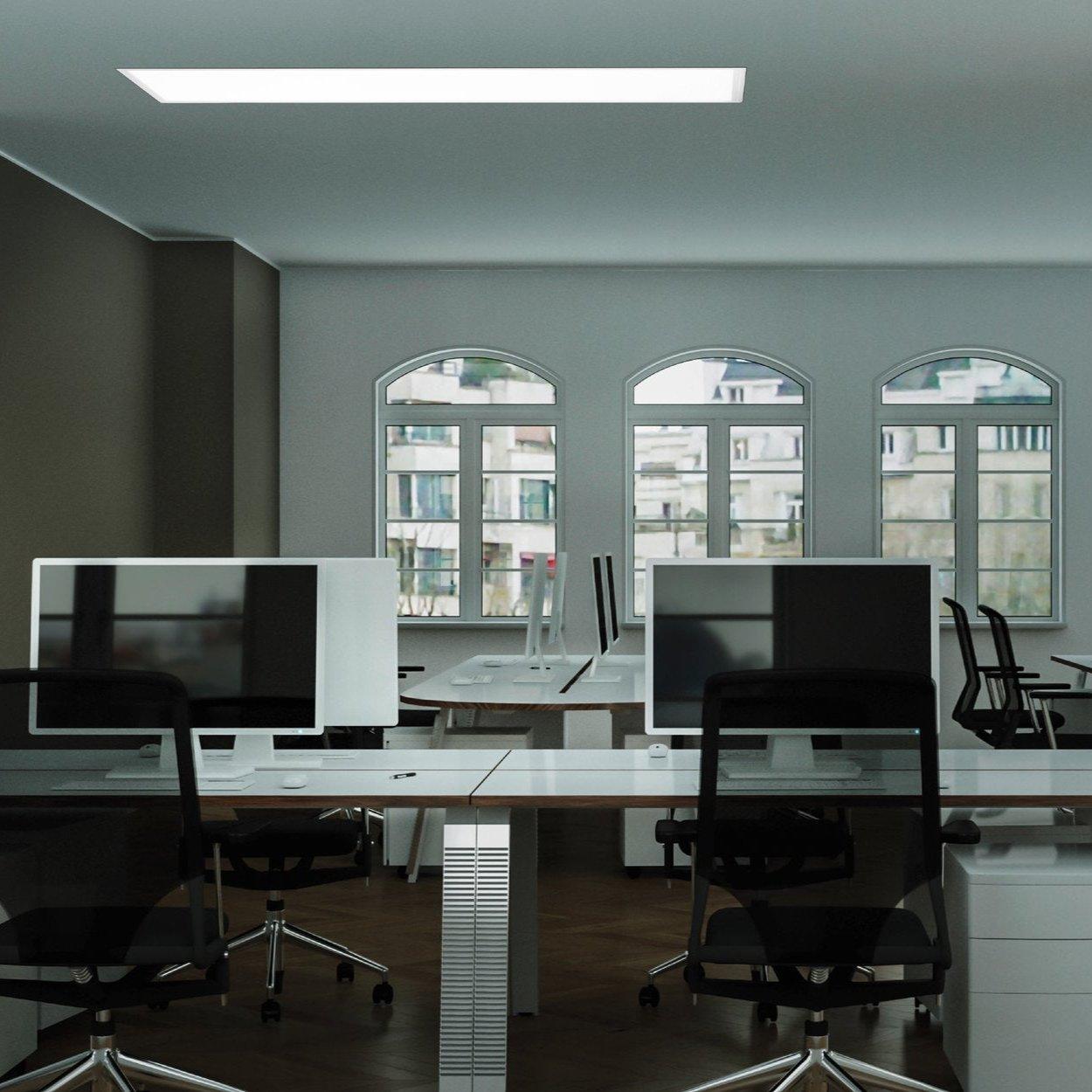 eglo salobrena 1 led white rectangular panel light living room close up