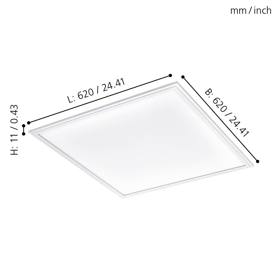 eglo salobrena 1 led white flush square panel light 62cm living room close up