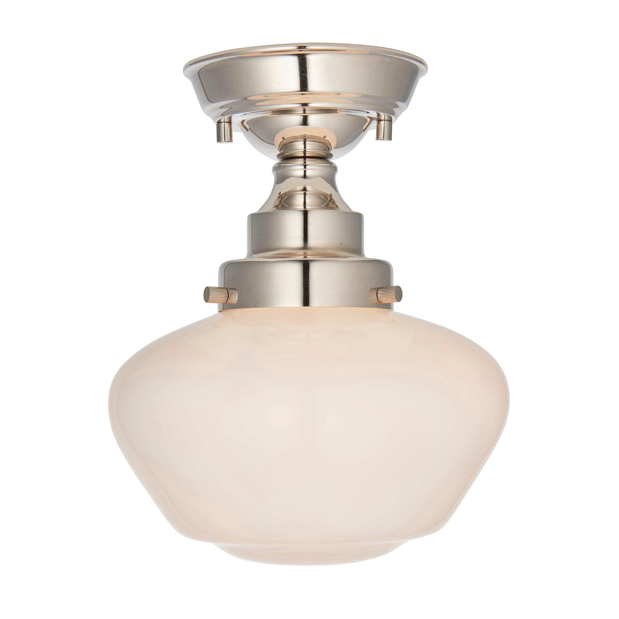Camberley Semi-Flush School House Chrome Pendant With Opal Glass-warehouse-40