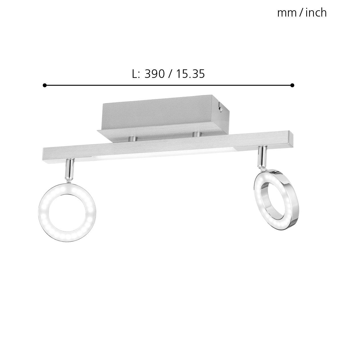 eglo cardillio 1 integrated led chrome 2 light bar spotlight living room close up