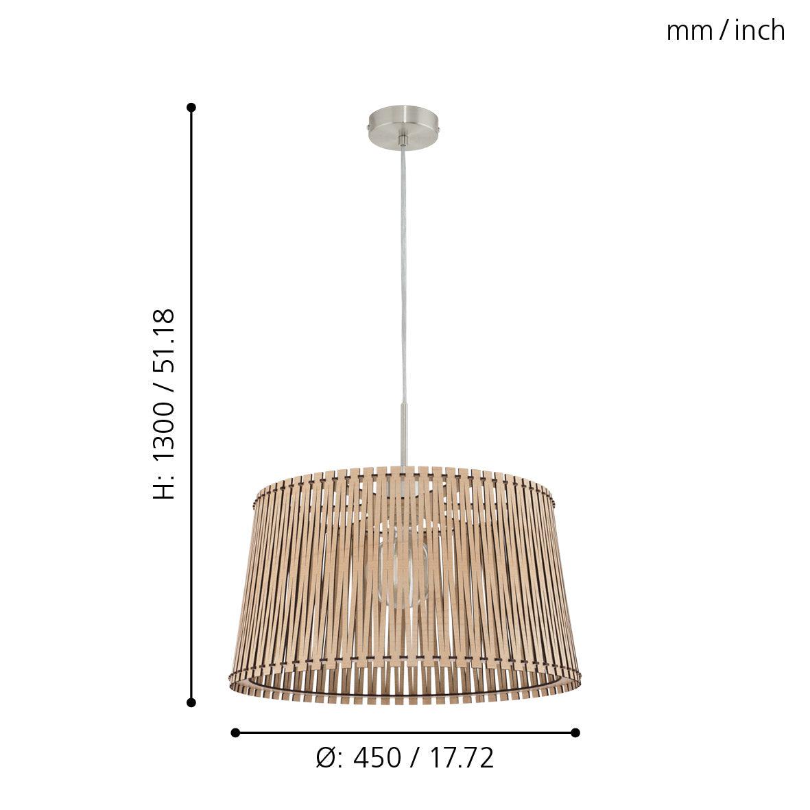 eglo sendero wooden slat lampshade ceiling pendant living room close up