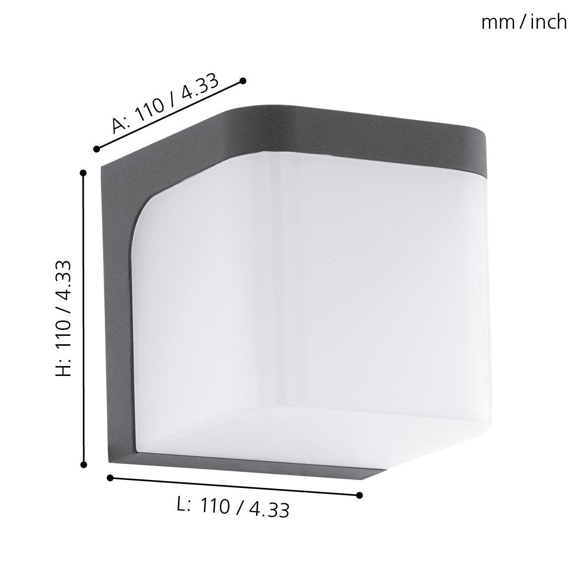 eglo jorba grey led outdoor wall light ip44 kitchen lighting 