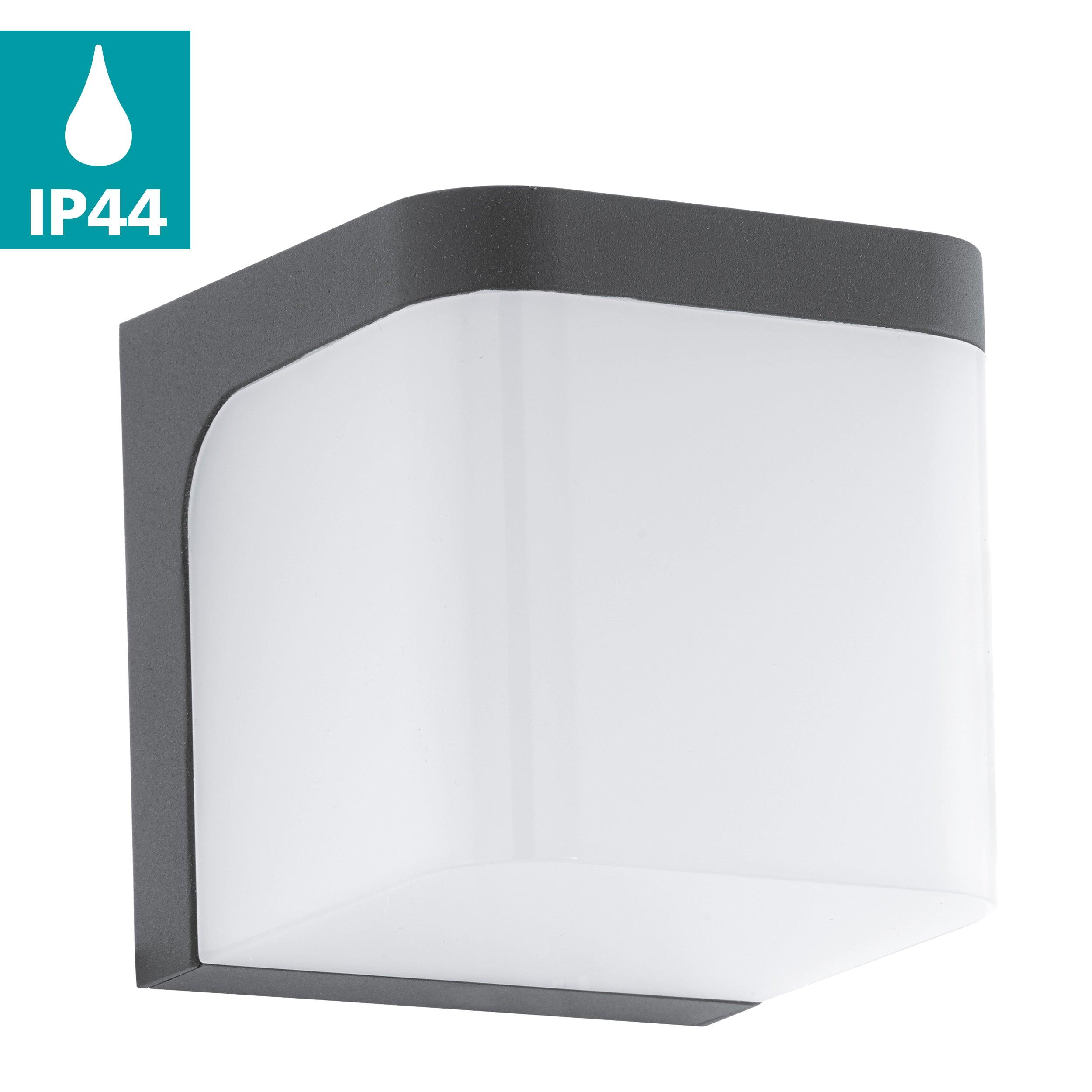 eglo jorba grey led outdoor wall light ip44 living room close up