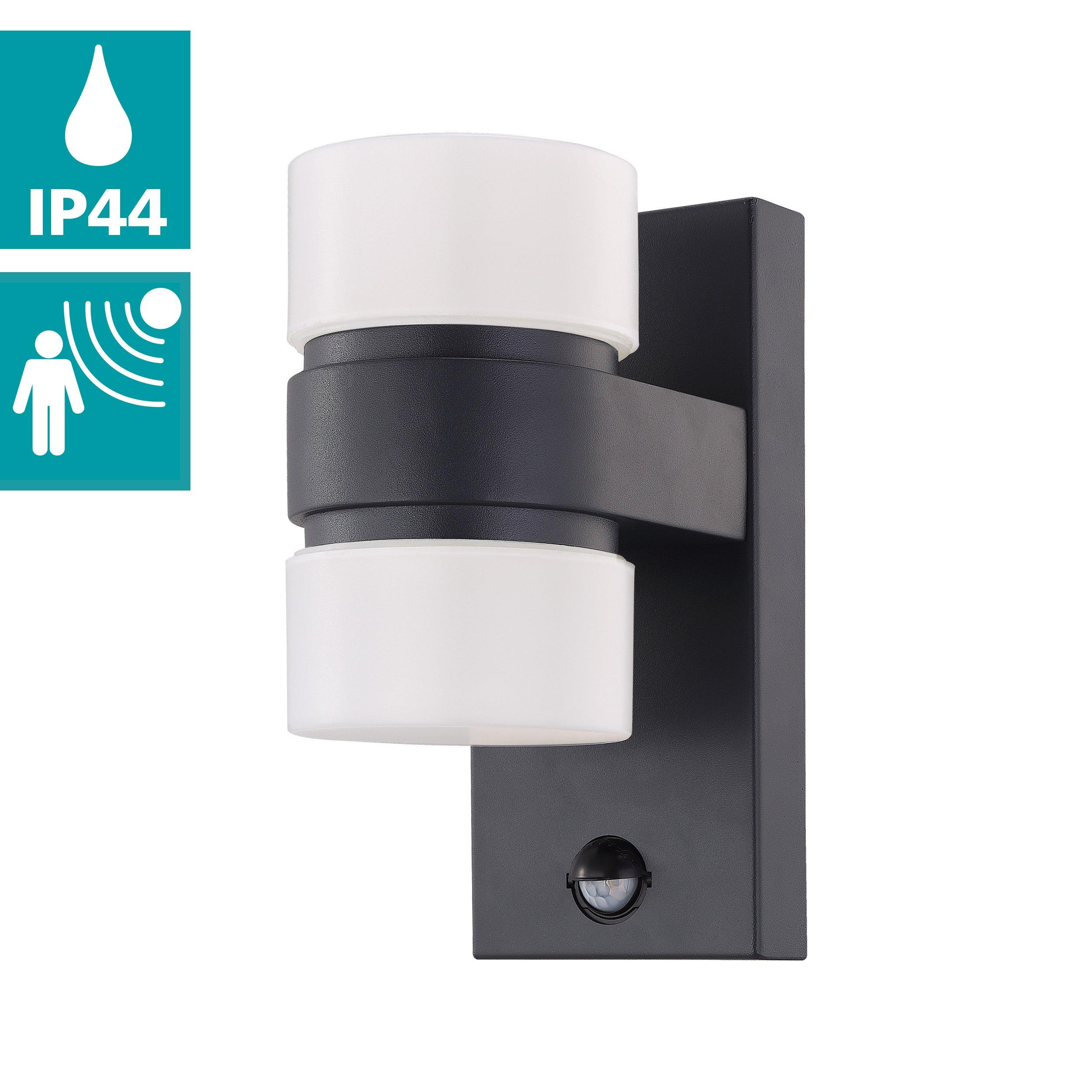 eglo atollari grey led outdoor pir wall light ip44 hallway lighting 