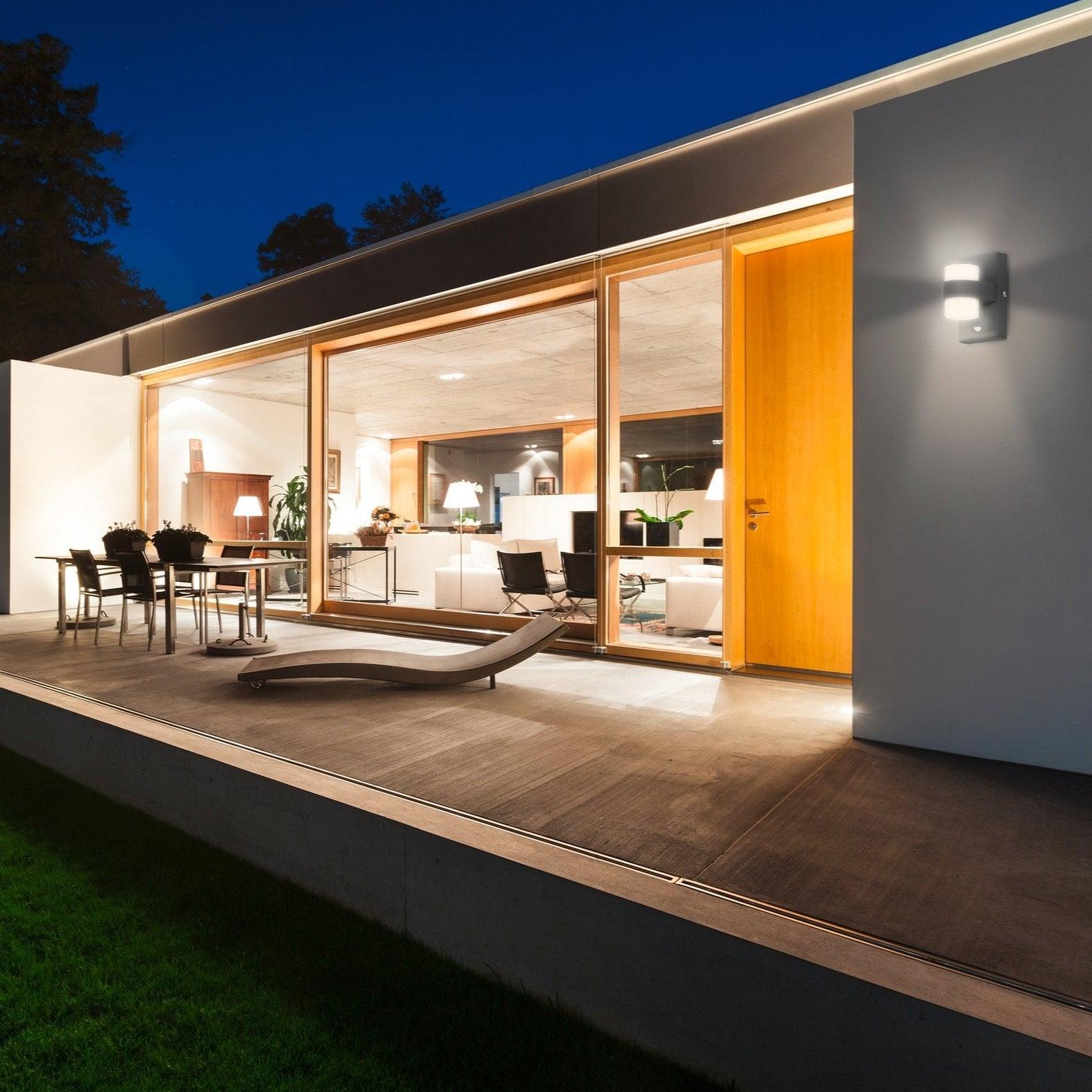 eglo atollari grey led outdoor pir wall light ip44 living room image