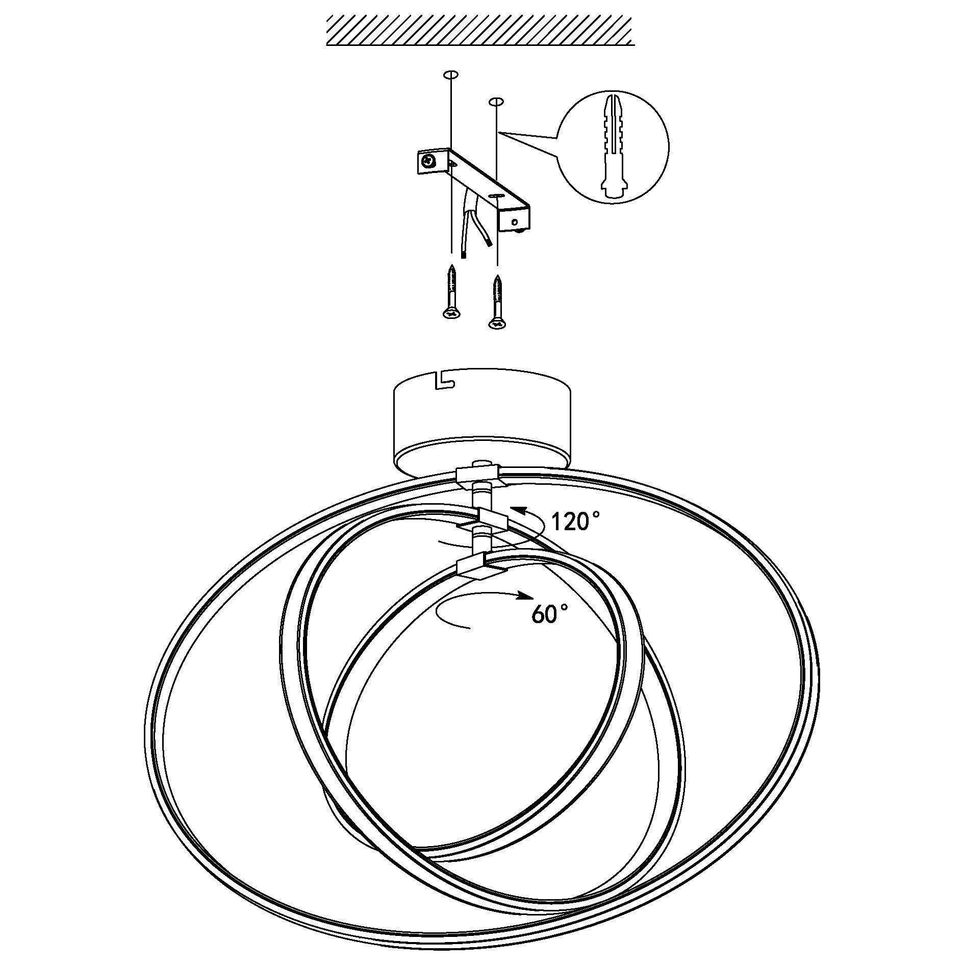 eglo selvina flush 3 ring led chrome ceiling light Kitchen Lighting Close Up