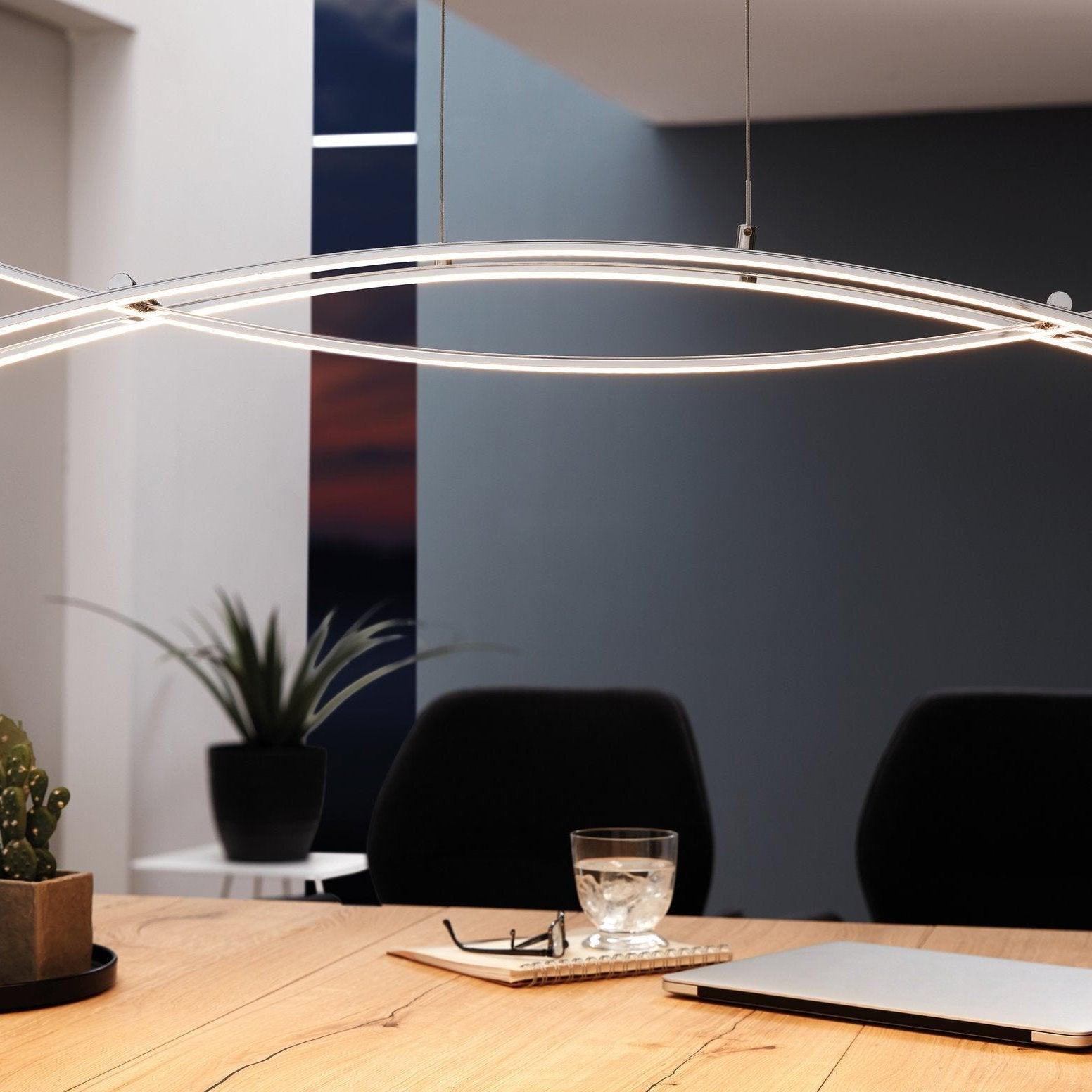 eglo nevado led chrome curved ceiling pendant living room image