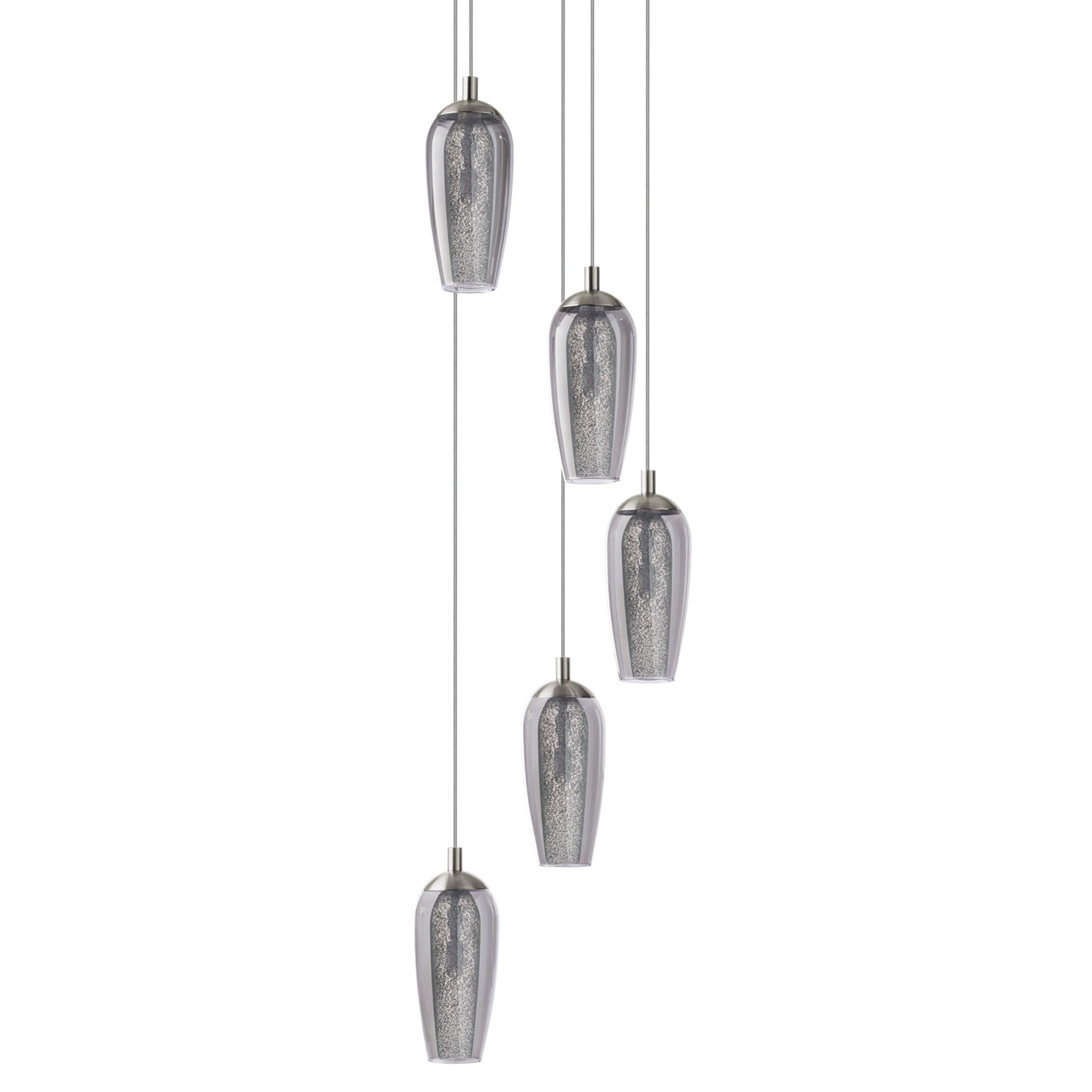 eglo farsala 5 light smoked black clear glass ceiling pendant living room image