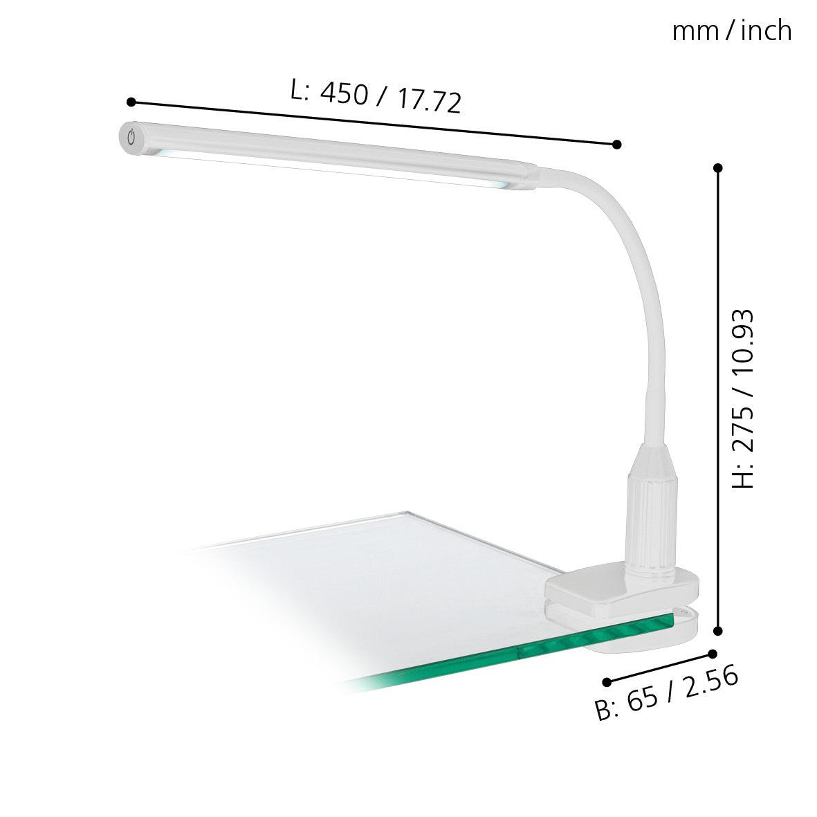 eglo laroa white led flexible table clamp task lamp living room close up