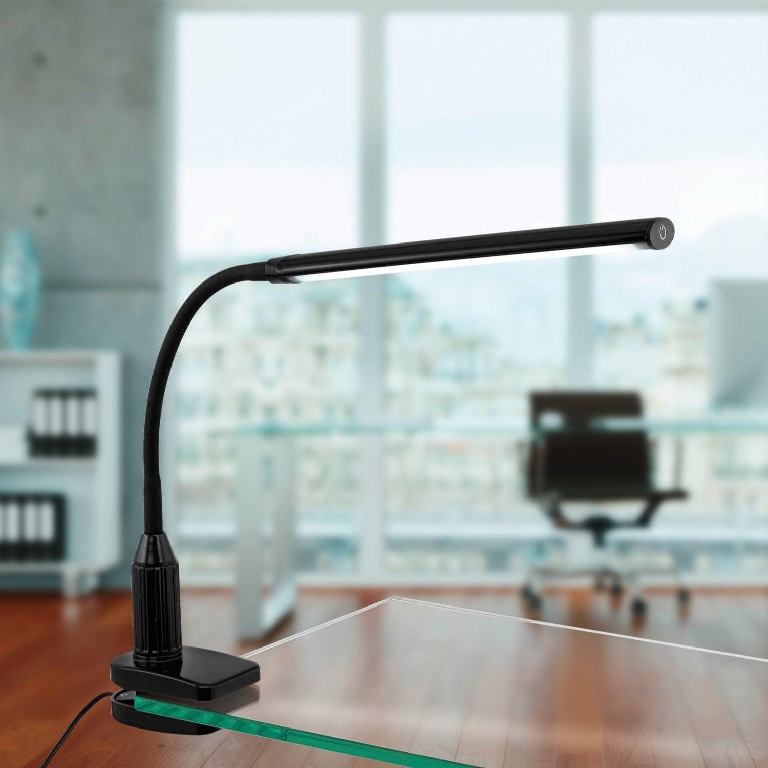 eglo laroa black led flexible table clamp task lamp living room image