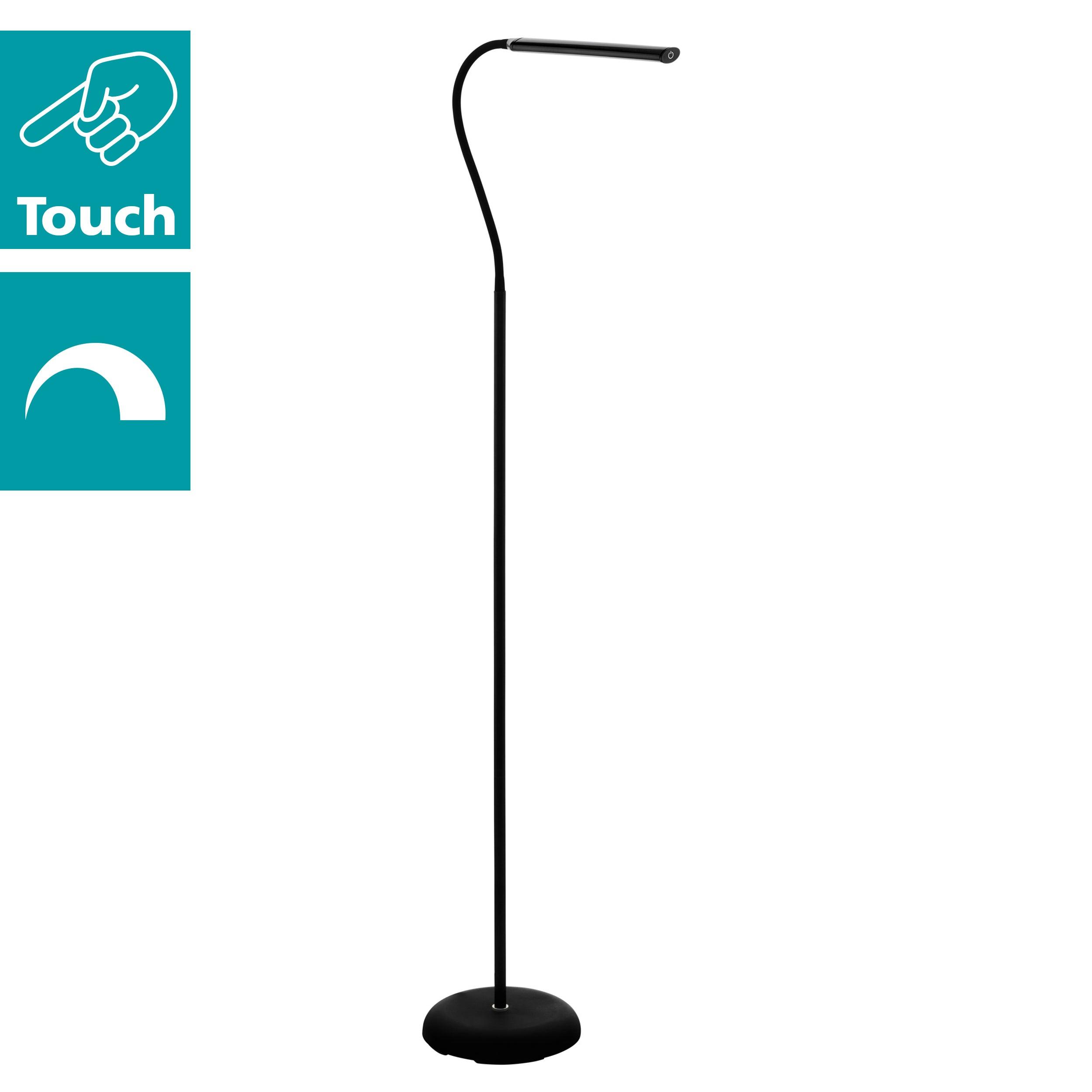 eglo laroa black led adjustable touch floor lamp living room image