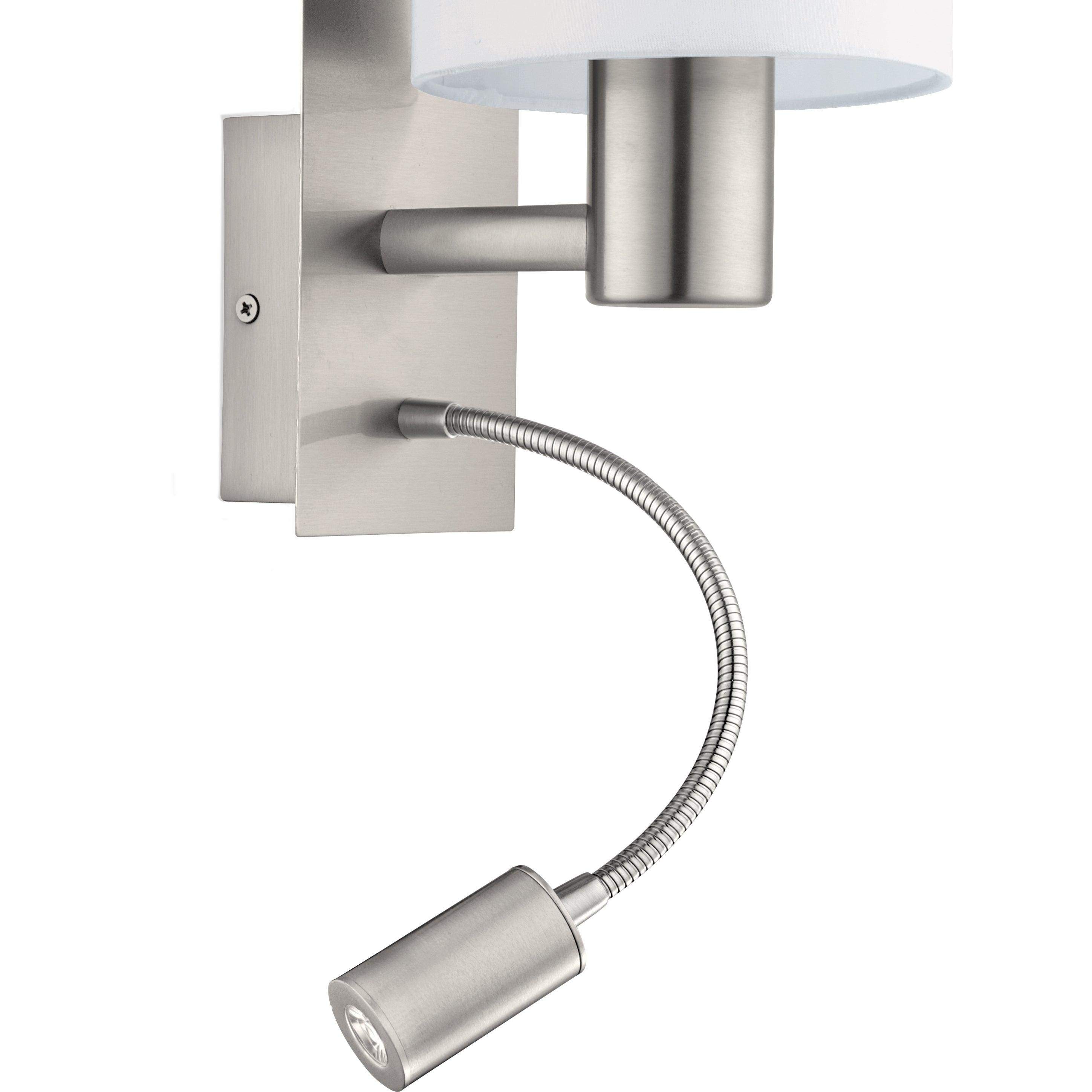 eglo pasteri nickel white shade wall light with reading light kitchen lighting 