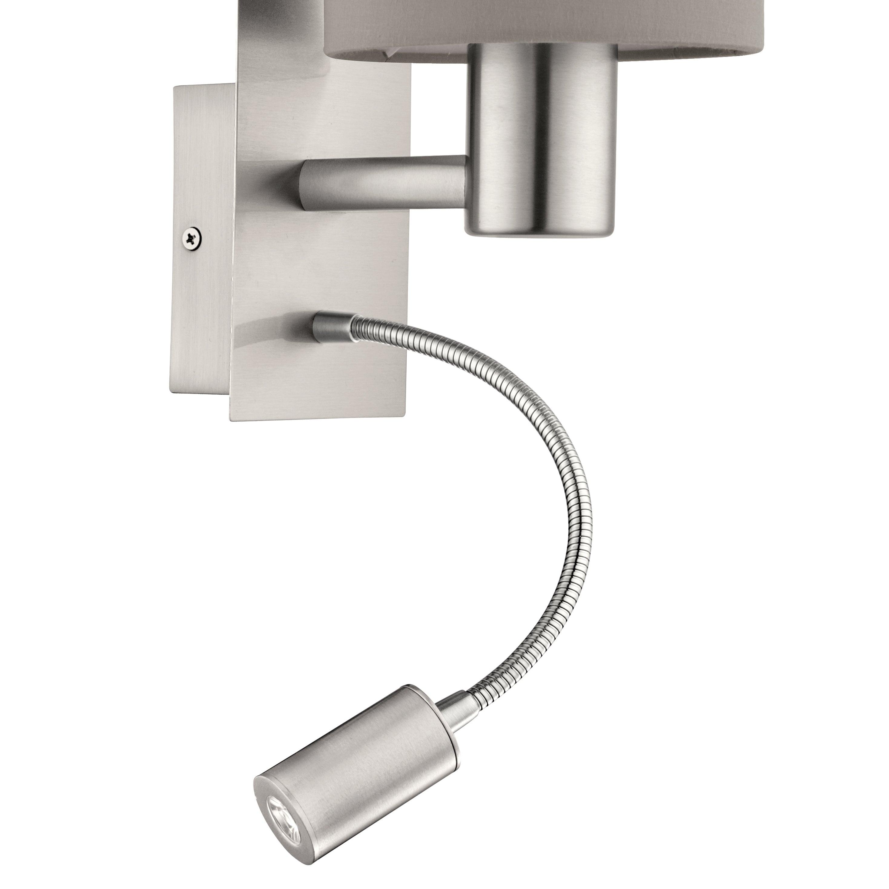 eglo pasteri nickel taupe shade wall light with reading light Kitchen Lighting Close Up